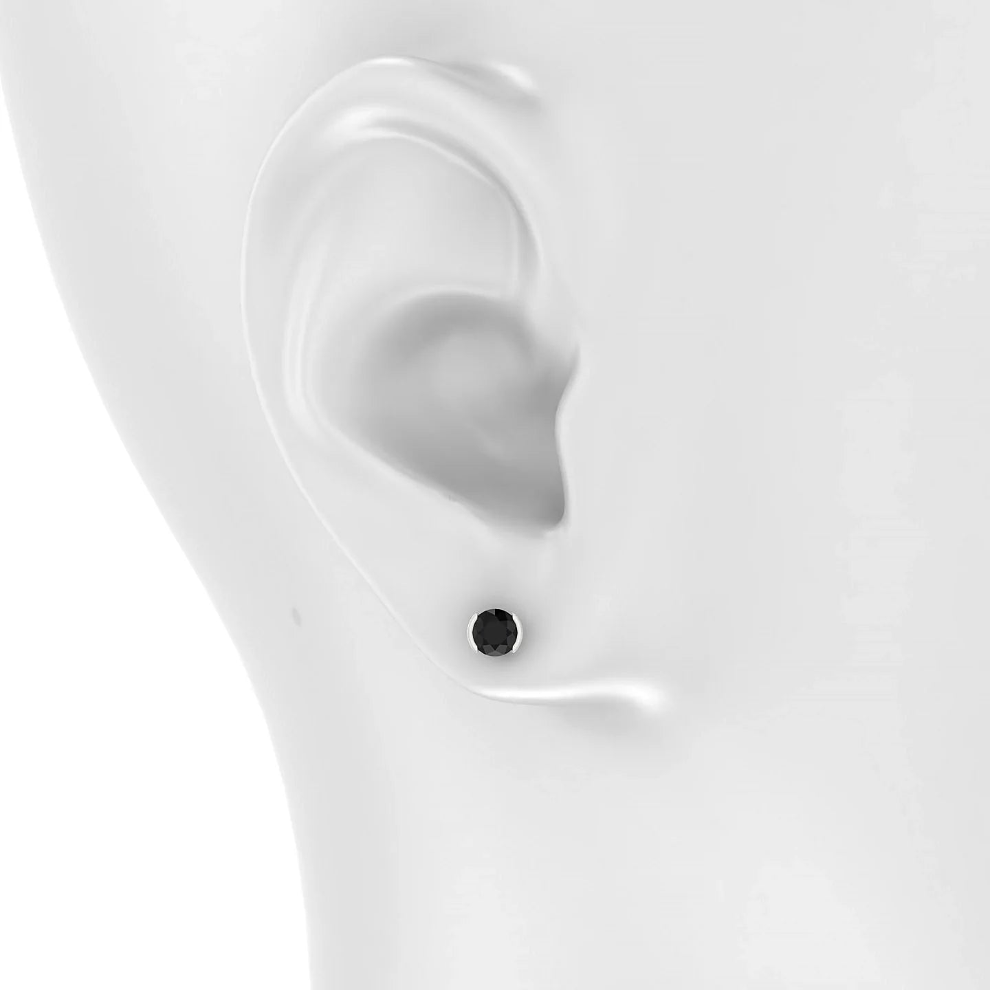 Suspense | 18k White Gold 4.5 mm Round Black Diamond Earrings