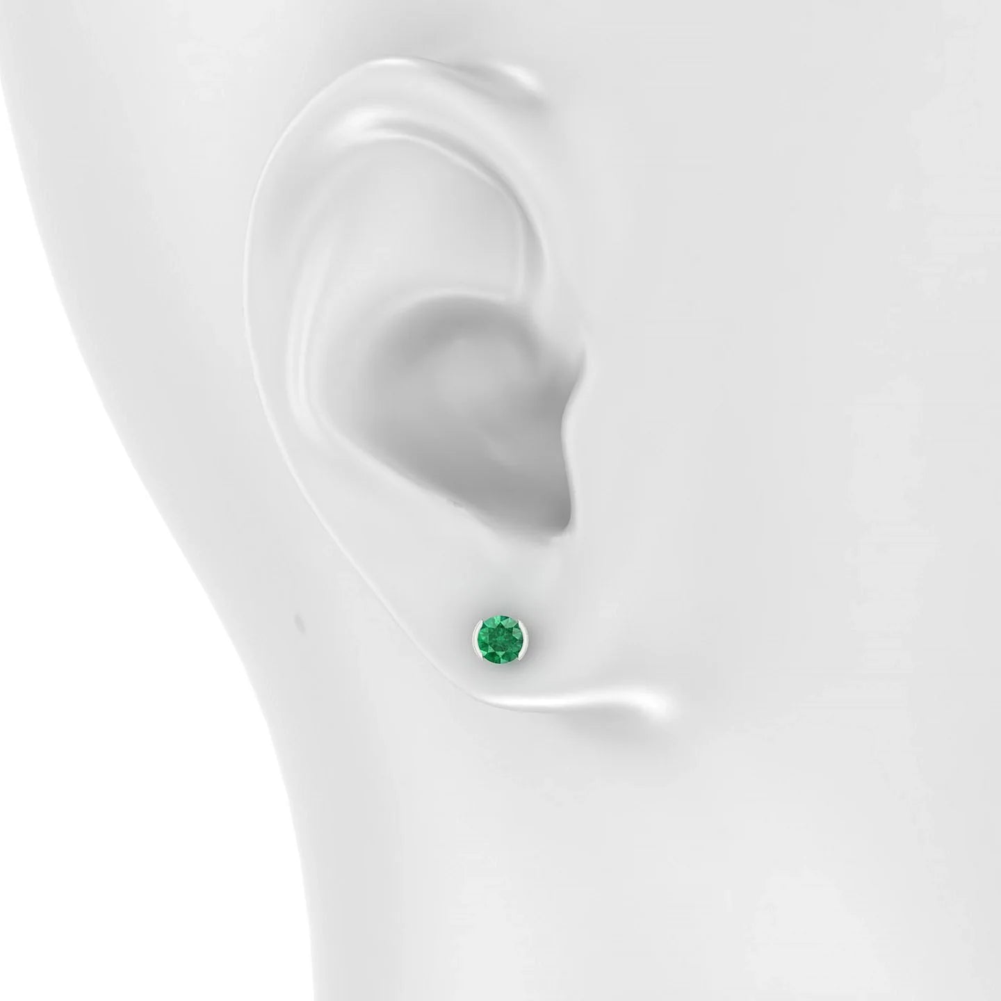 Suspense | 18k White Gold 4.5 mm Round Emerald Earrings