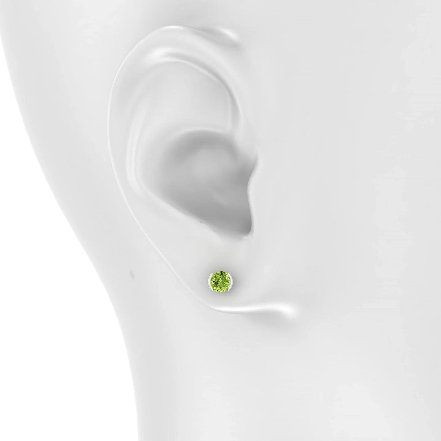 Suspense | 18k White Gold 4.5 mm Round Peridot Earrings