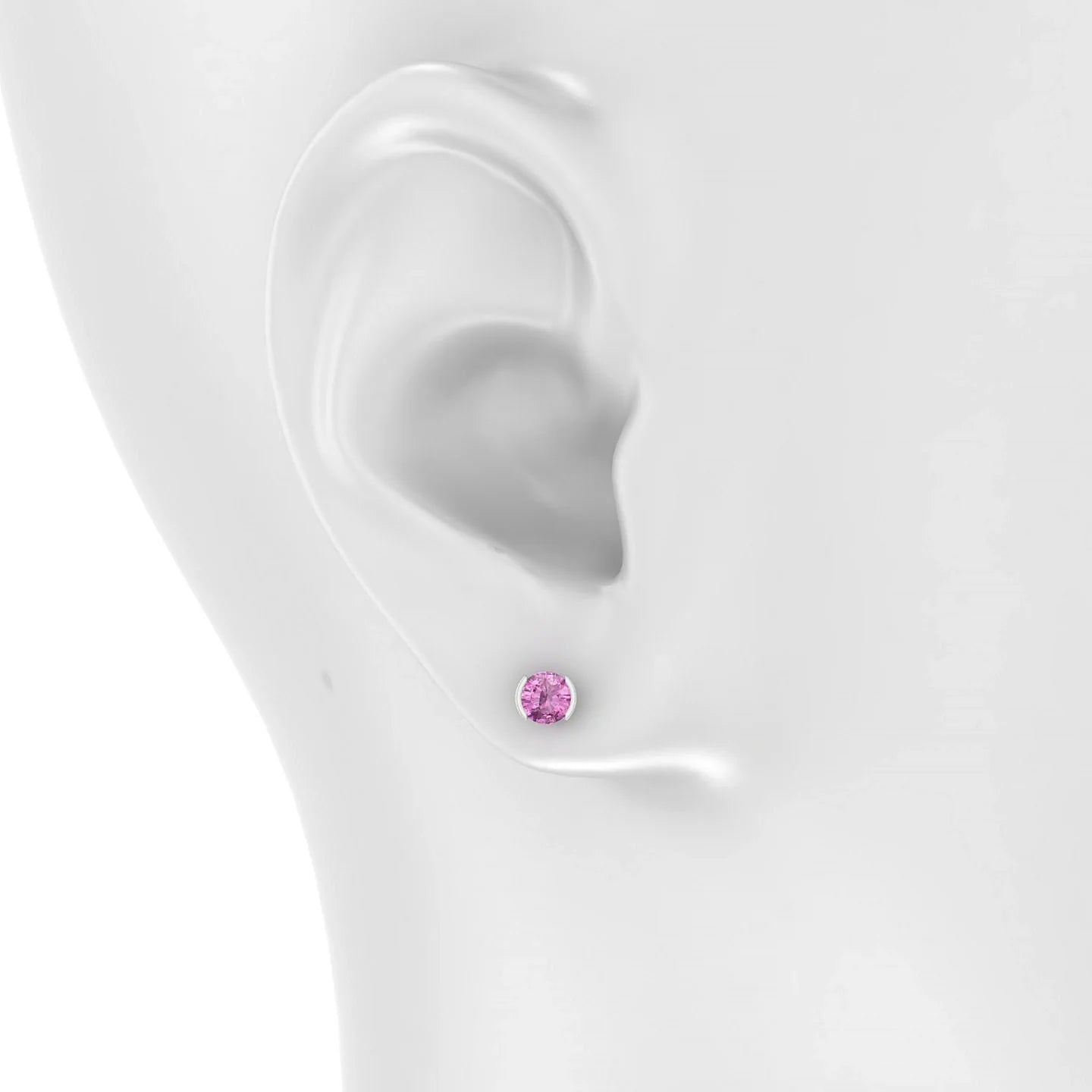 Suspense | 18k White Gold 4.5 mm Round Pink Sapphire Earrings
