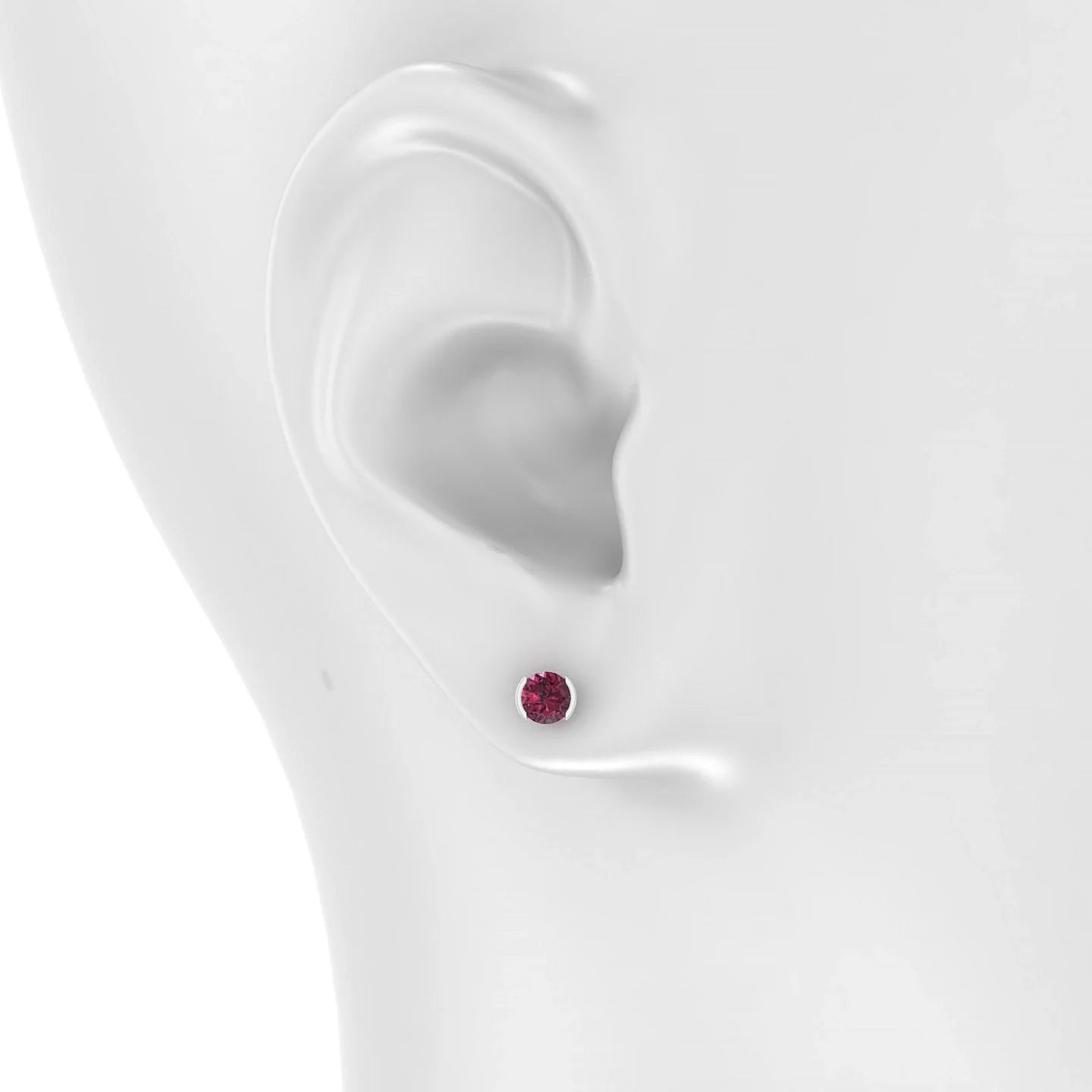 Suspense | 18k White Gold 4.5 mm Round Rhodolite Earrings