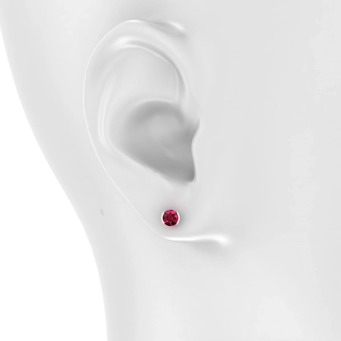 Suspense | 18k White Gold 4.5 mm Round Ruby Earrings
