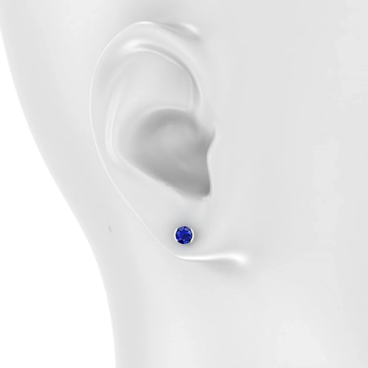 Suspense | 18k White Gold 4.5 mm Round Sapphire Earrings