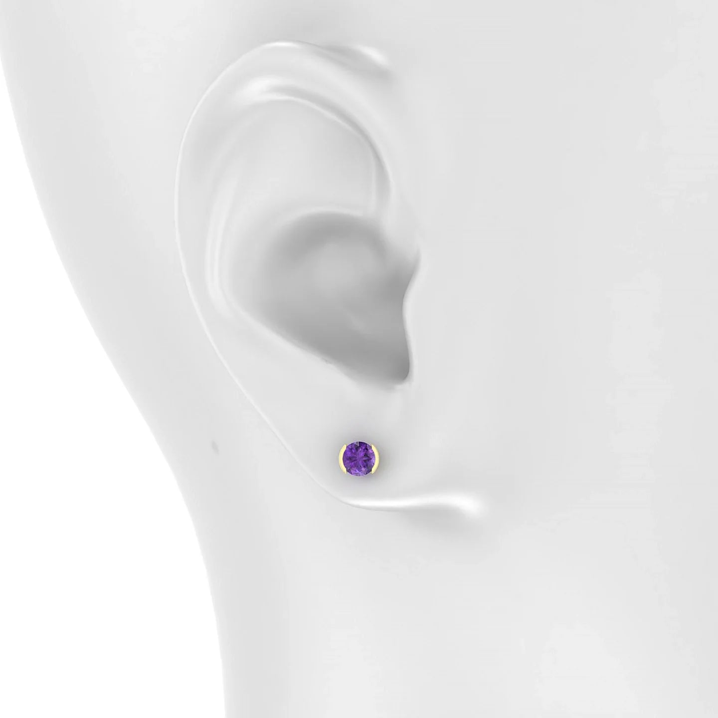 Suspense | 18k Yellow Gold 4.5 mm Round Amethyst Earrings