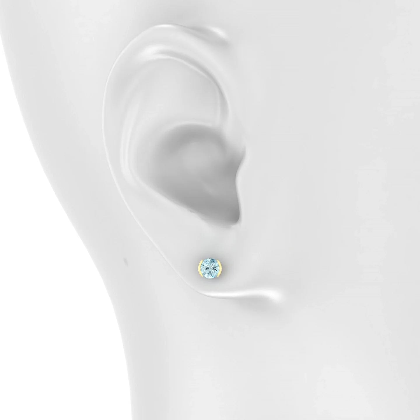 Suspense | 18k Yellow Gold 4.5 mm Round Aquamarine Earrings