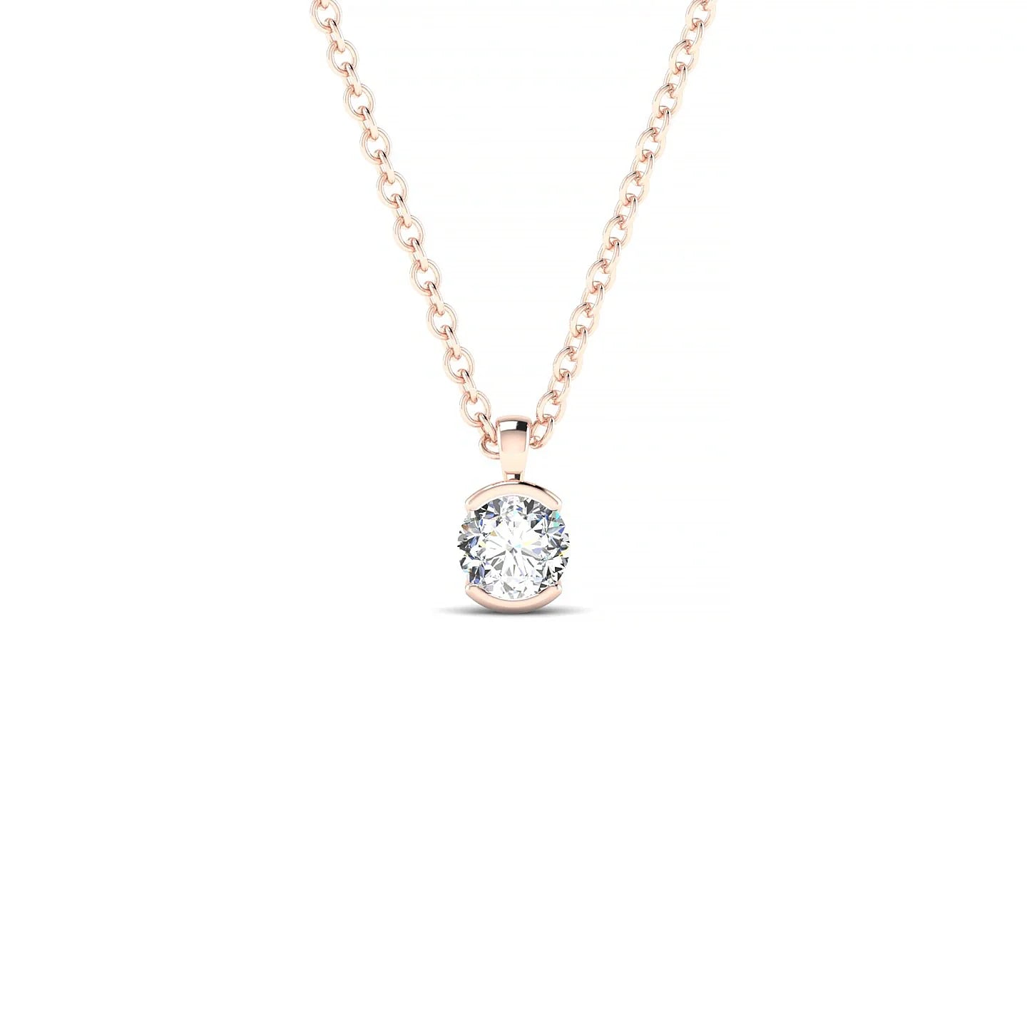 Suspense | 18k Rose Gold 3.7 mm Round Diamond Pendant