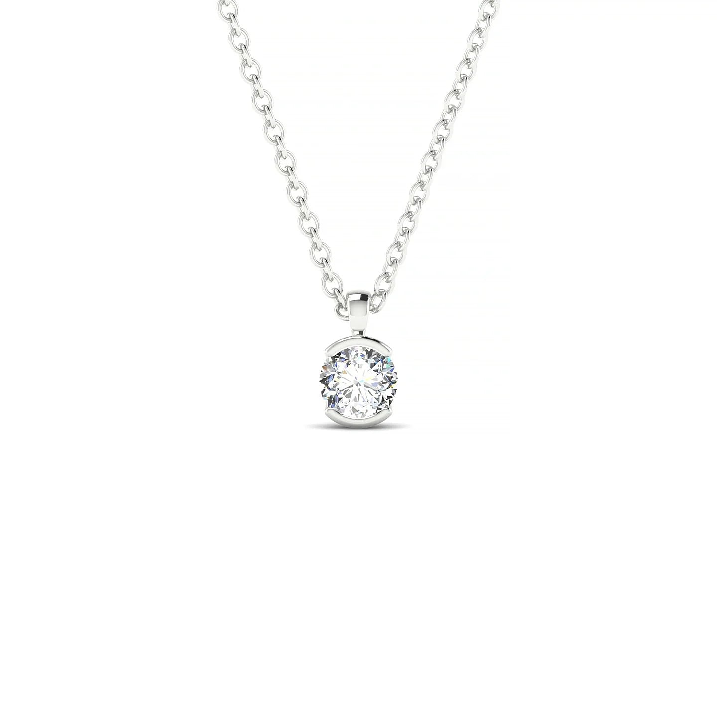 Suspense | 18k White Gold 3.7 mm Round Diamond Pendant