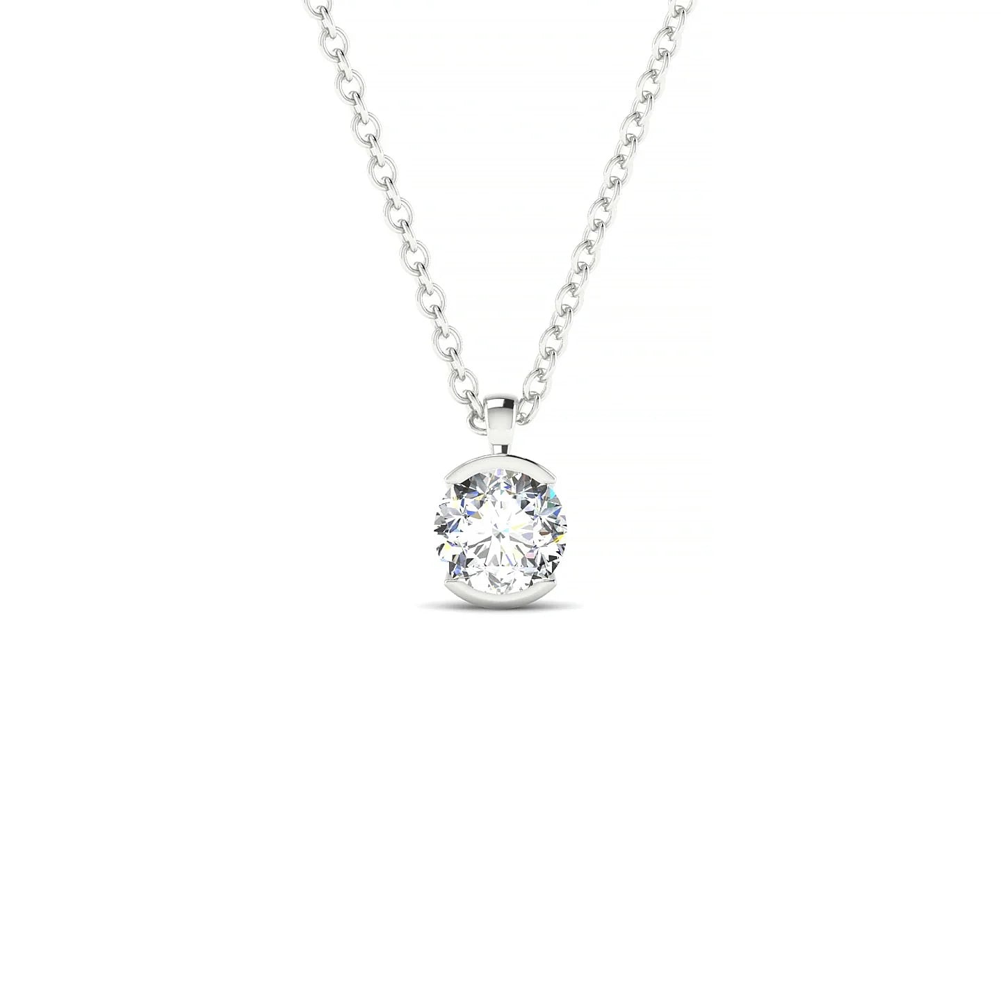 Suspense | 18k White Gold 4.2 mm Round Diamond Pendant