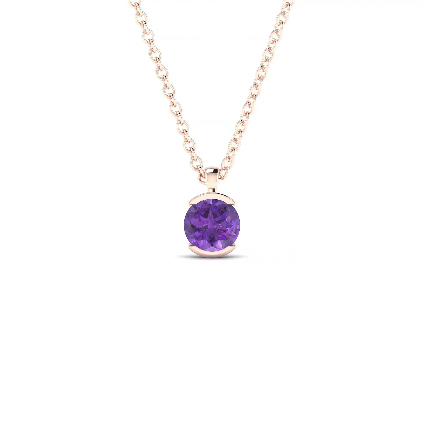 Suspense | 18k Rose Gold 4.5 mm Round Amethyst Pendant