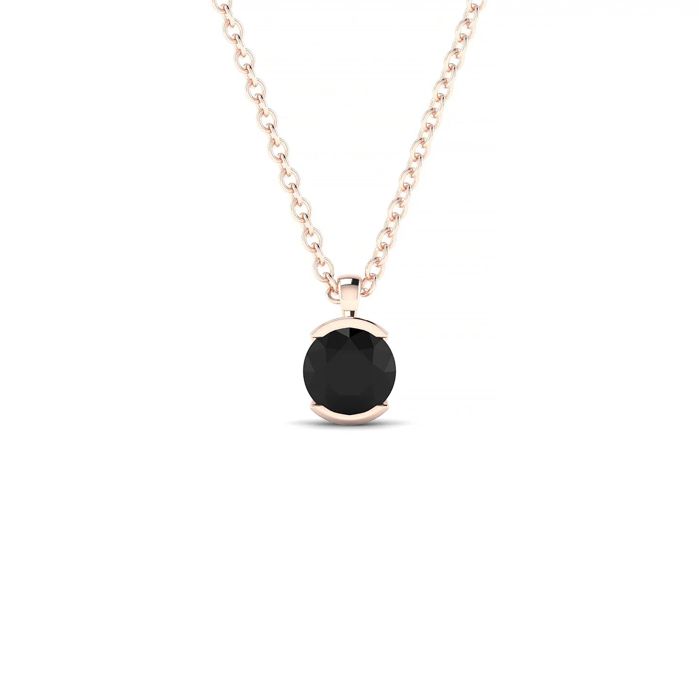 Suspense | 18k Rose Gold 4.5 mm Round Black Diamond Pendant