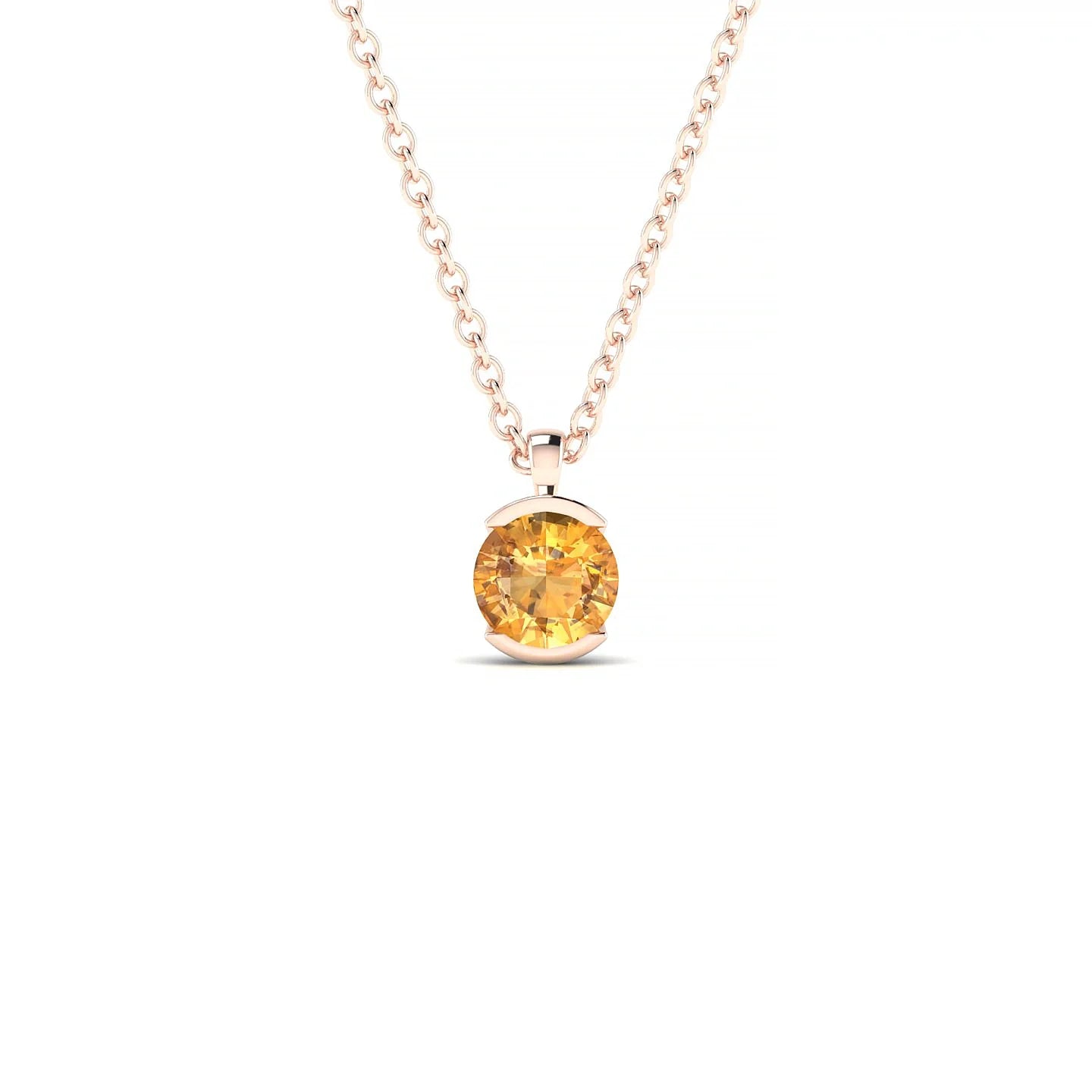 Suspense | 18k Rose Gold 4.5 mm Round Citrine Pendant