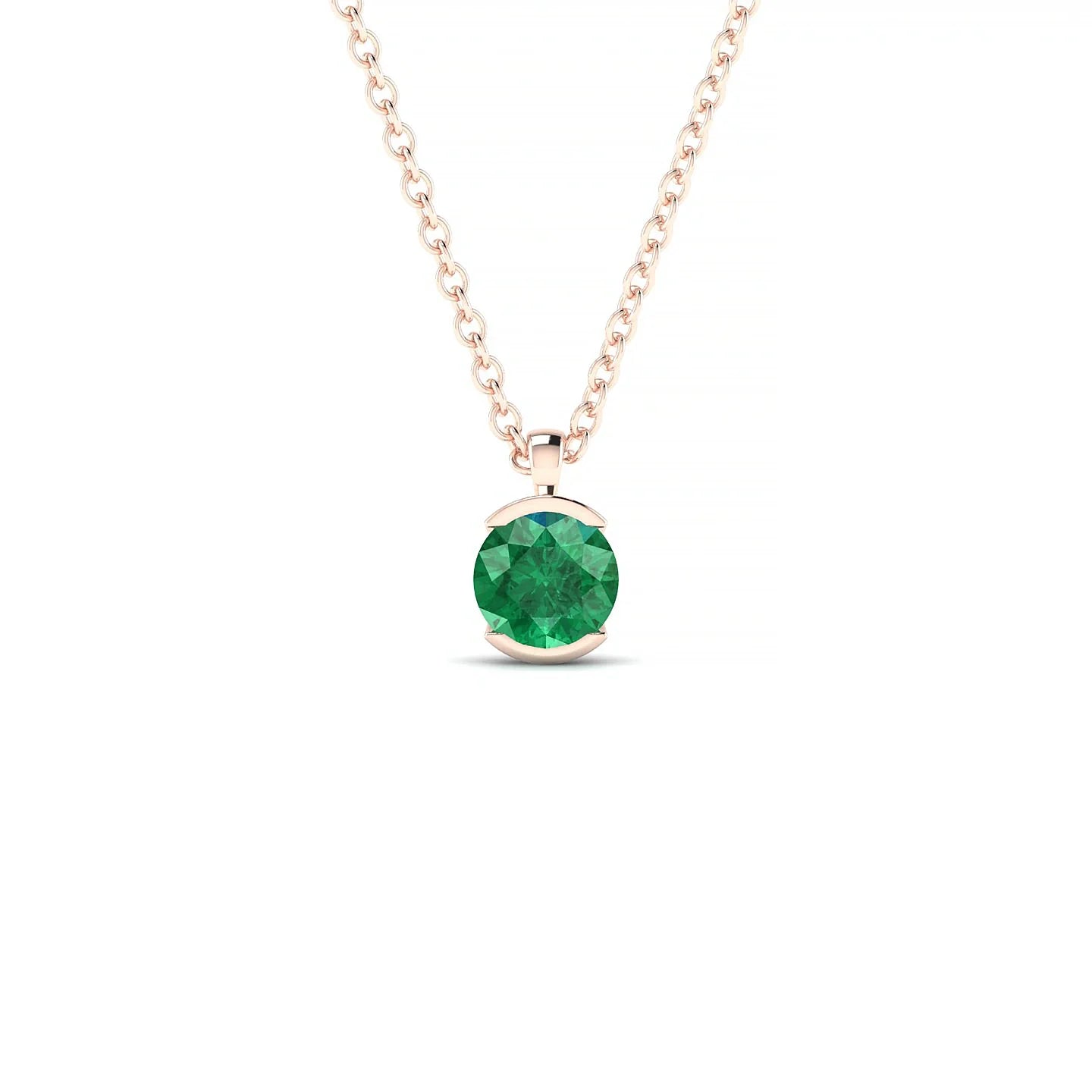 Suspense | 18k Rose Gold 4.5 mm Round Emerald Pendant