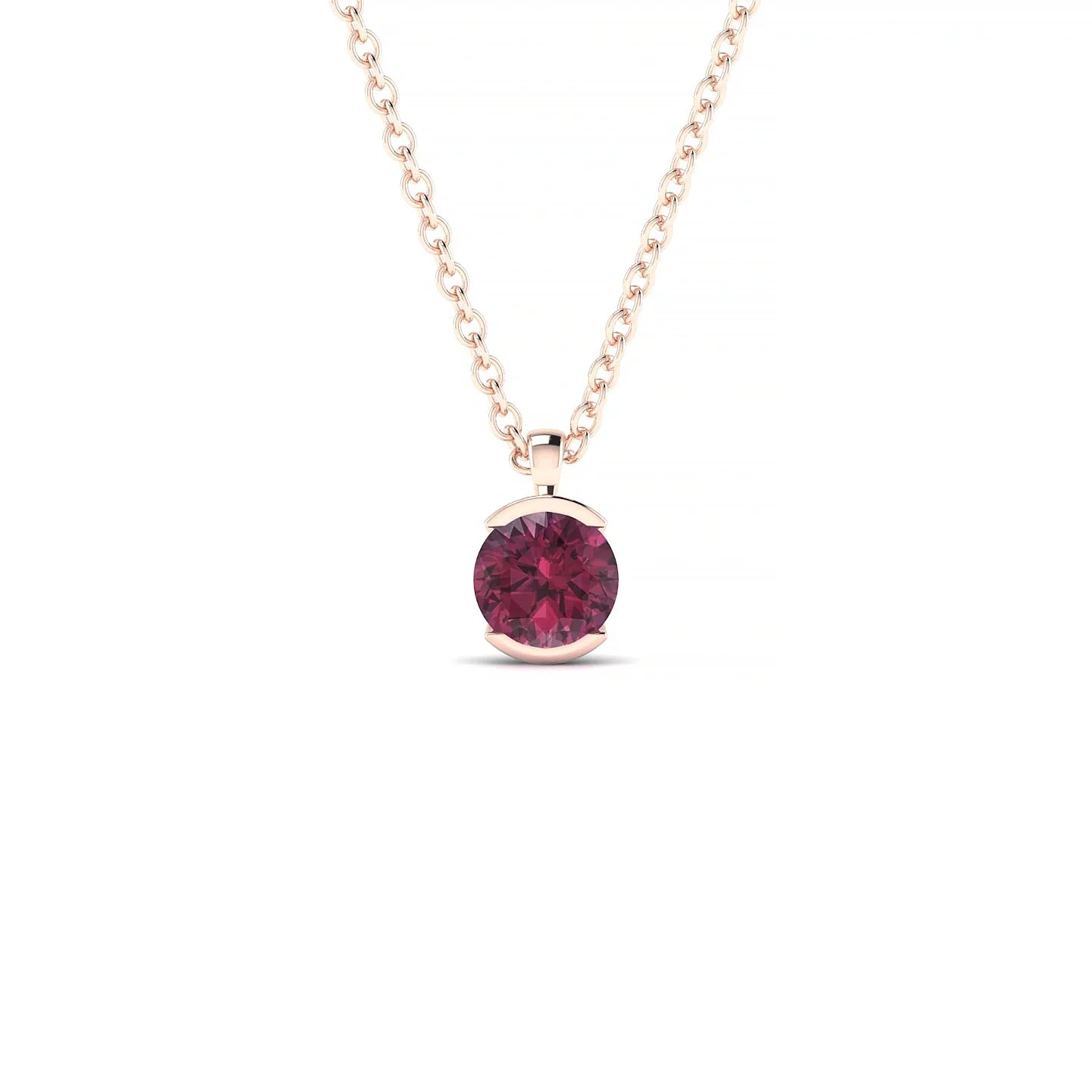 Suspense | 18k Rose Gold 4.5 mm Round Rhodolite Pendant