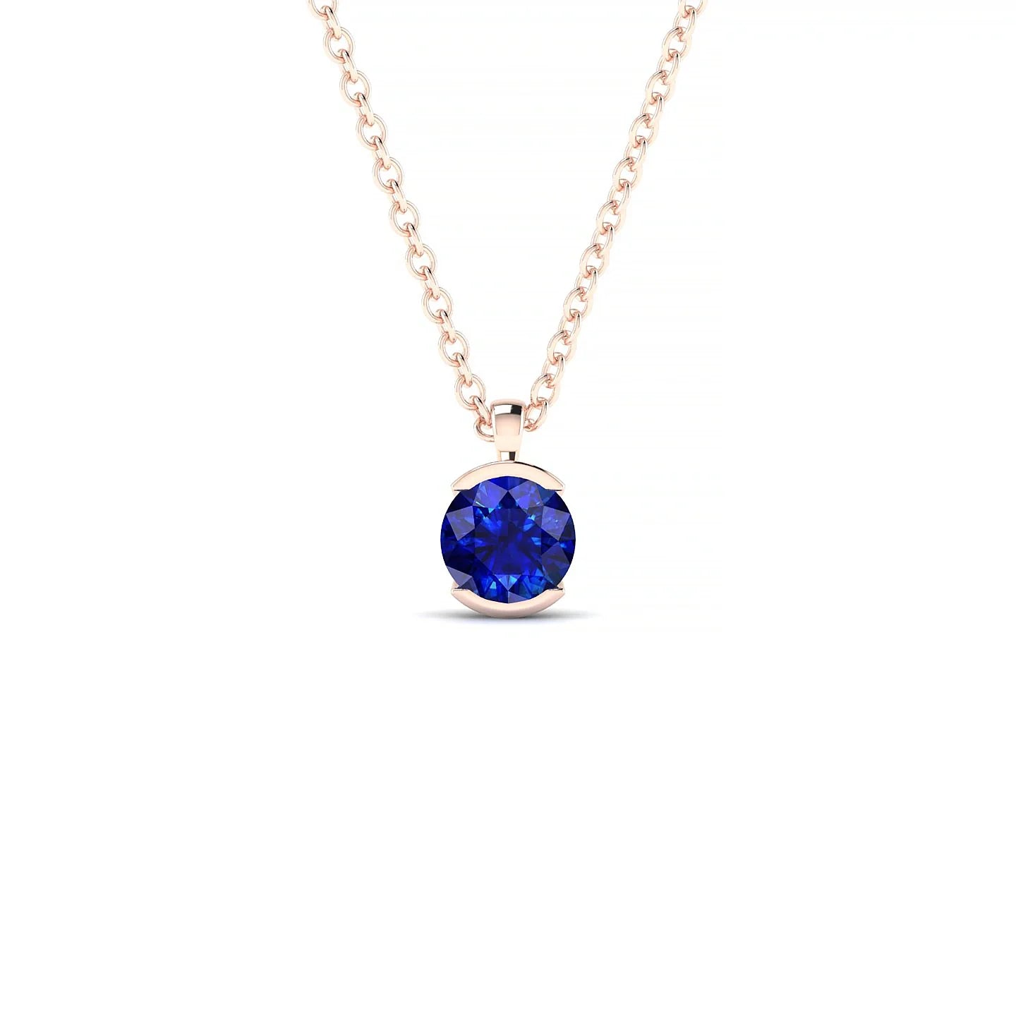 Suspense | 18k Rose Gold 4.5 mm Round Sapphire Pendant