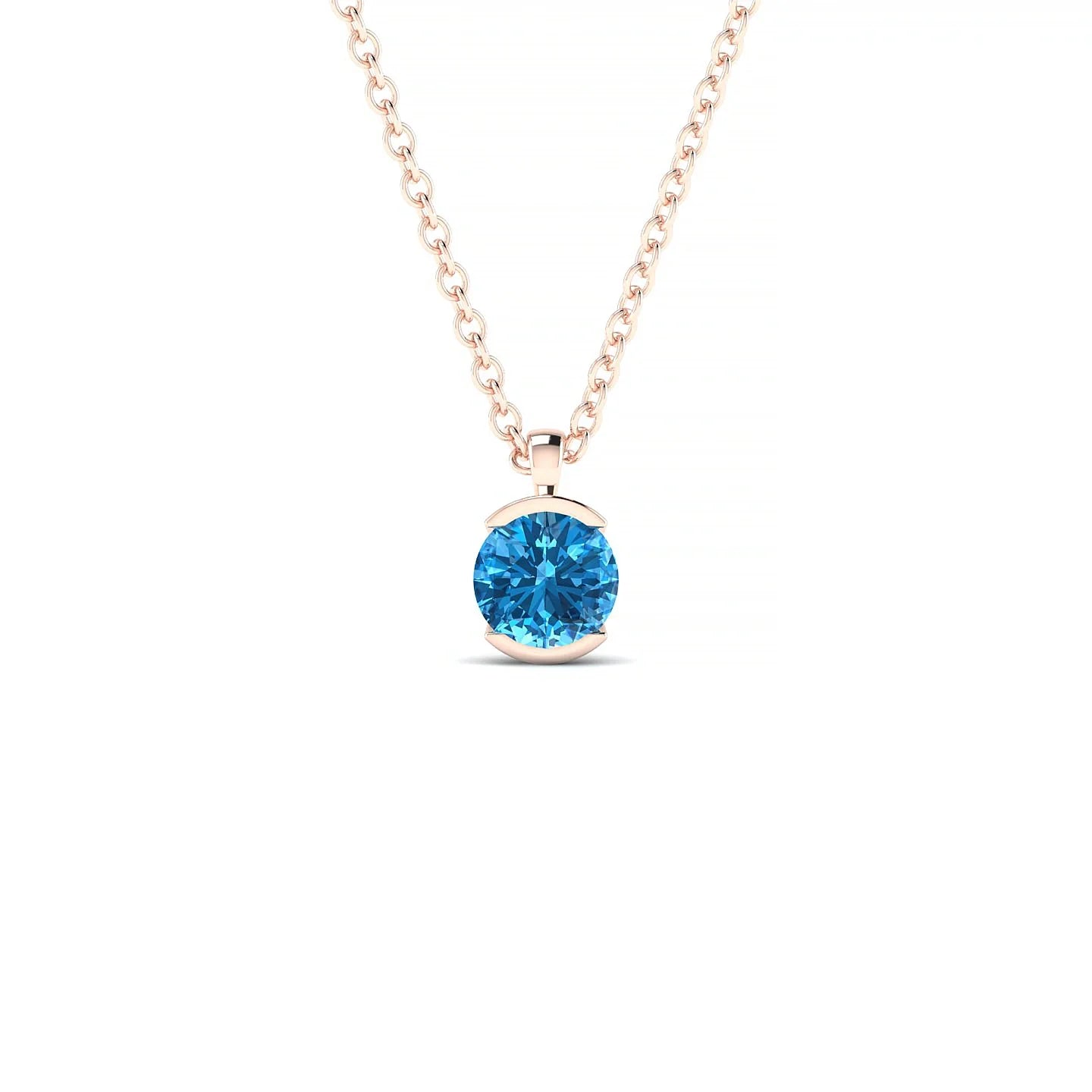 Suspense | 18k Rose Gold 4.5 mm Round Topaz Pendant