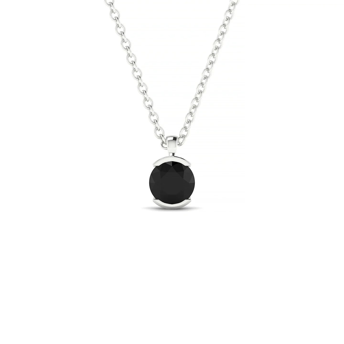 Suspense | 18k White Gold 4.5 mm Round Black Diamond Pendant