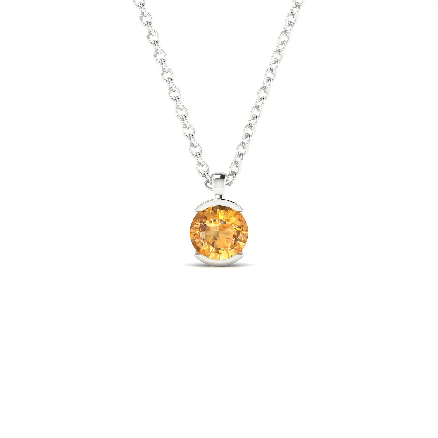 Suspense | 18k White Gold 4.5 mm Round Citrine Pendant