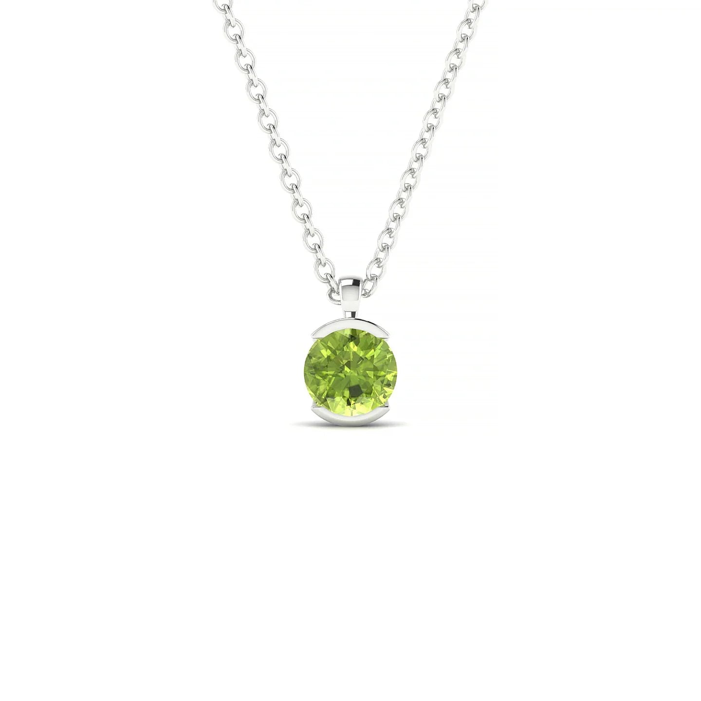 Suspense | 18k White Gold 4.5 mm Round Peridot Pendant