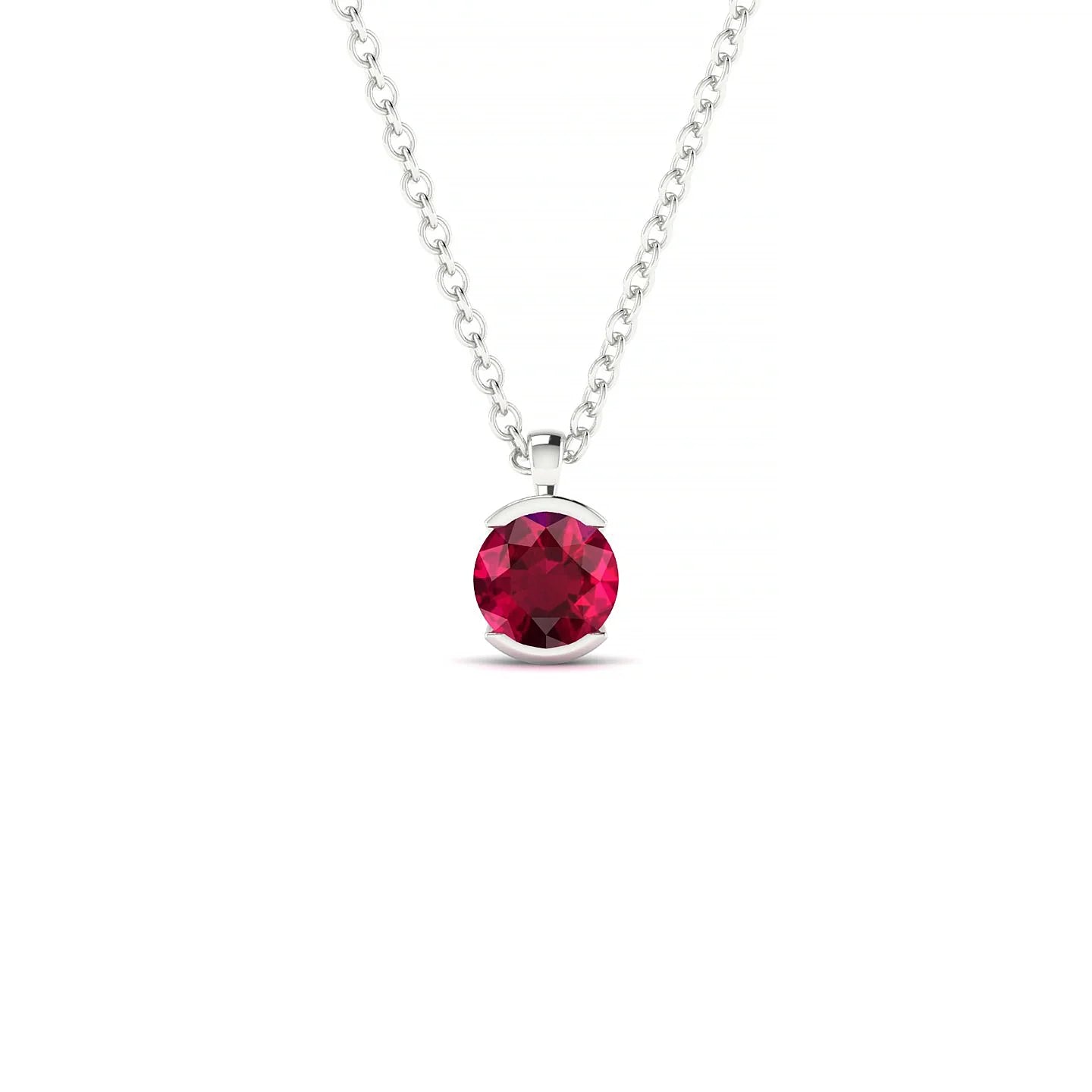 Suspense | 18k White Gold 4.5 mm Round Ruby Pendant