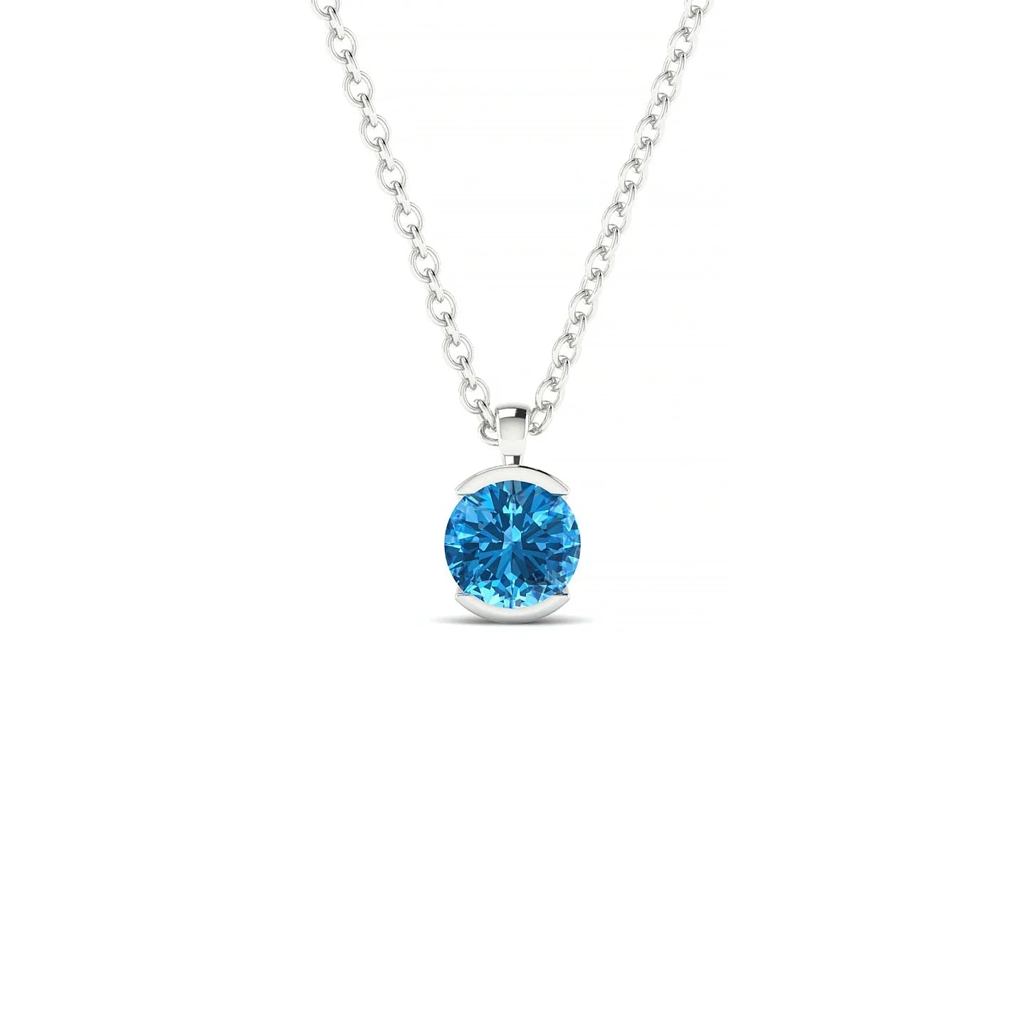 Suspense | 18k White Gold 4.5 mm Round Topaz Pendant