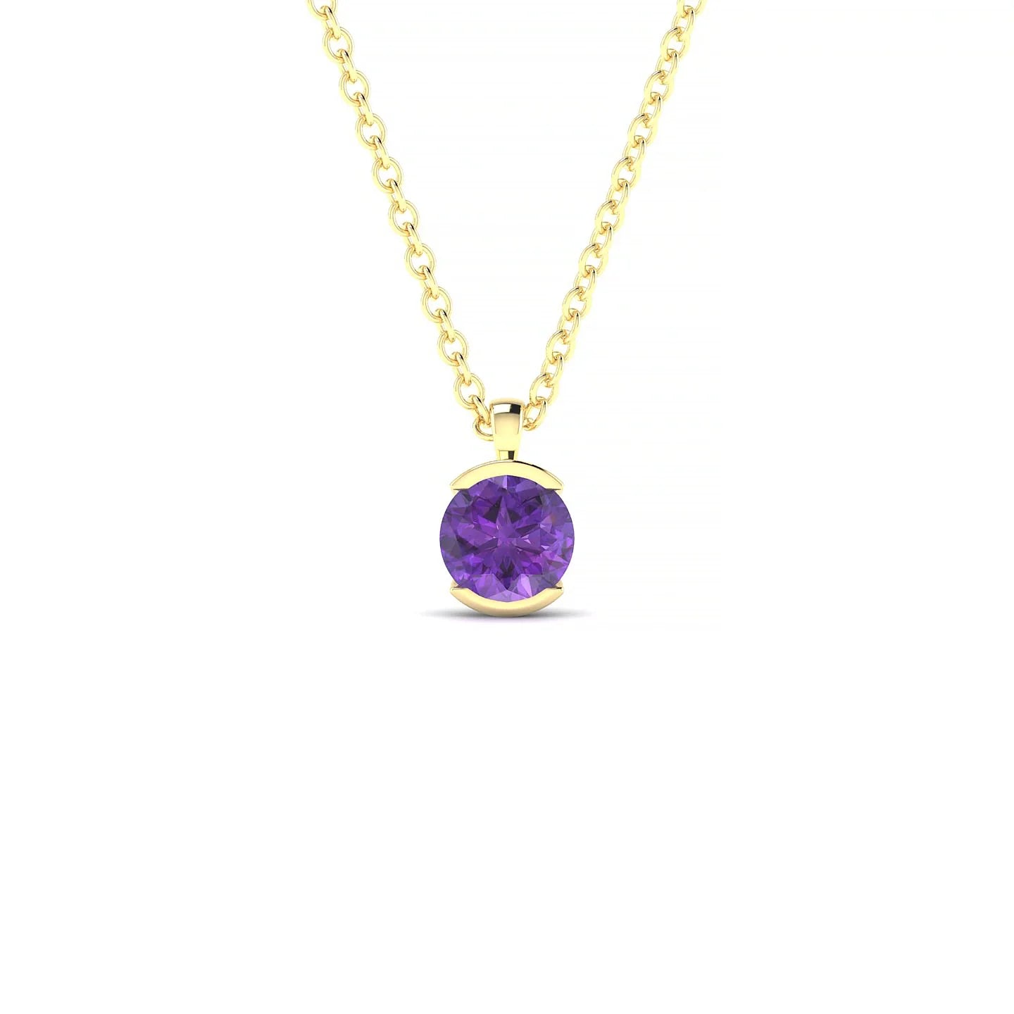 Suspense | 18k Yellow Gold 4.5 mm Round Amethyst Pendant