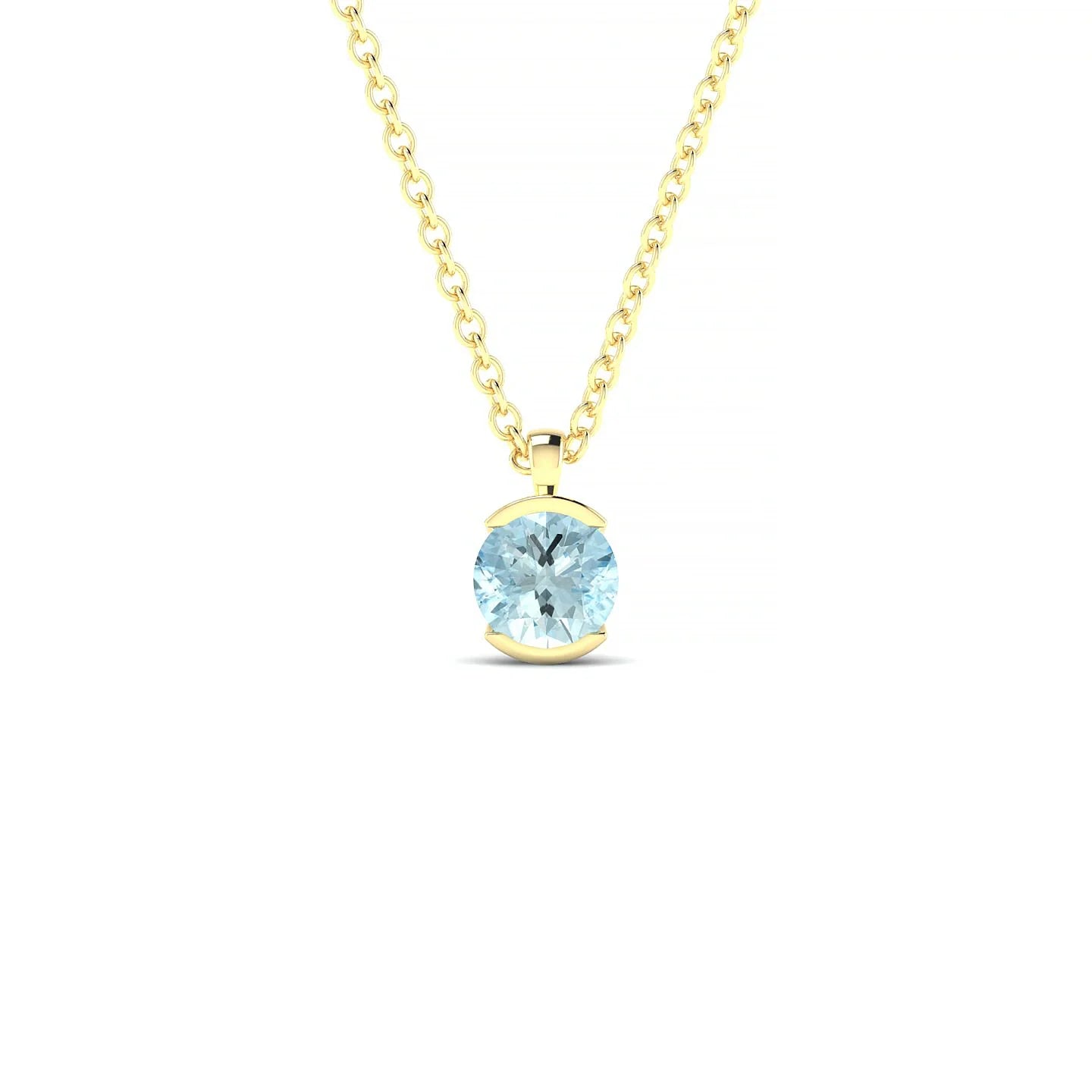 Suspense | 18k Yellow Gold 4.5 mm Round Aquamarine Pendant