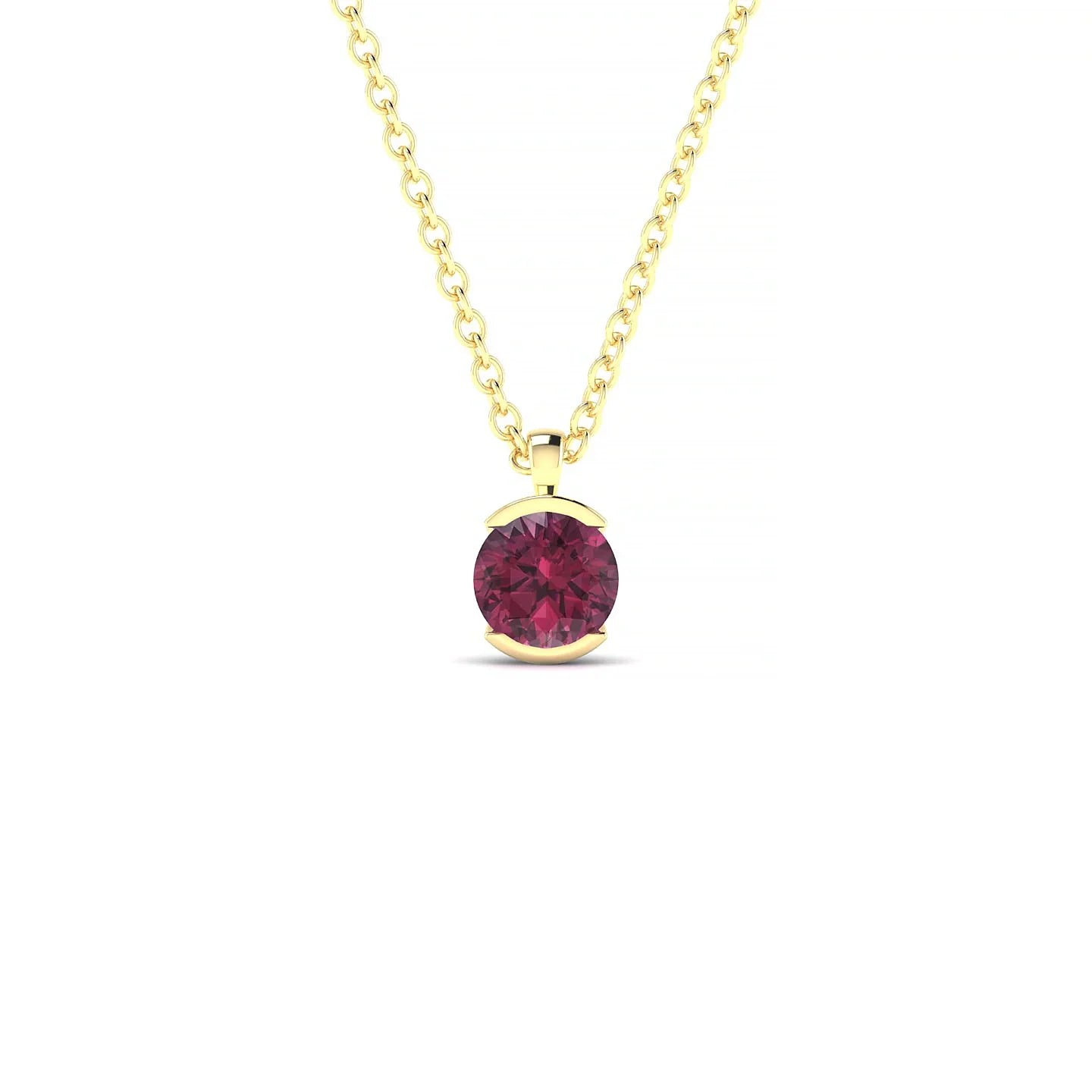Suspense | 18k Yellow Gold 4.5 mm Round Rhodolite Pendant
