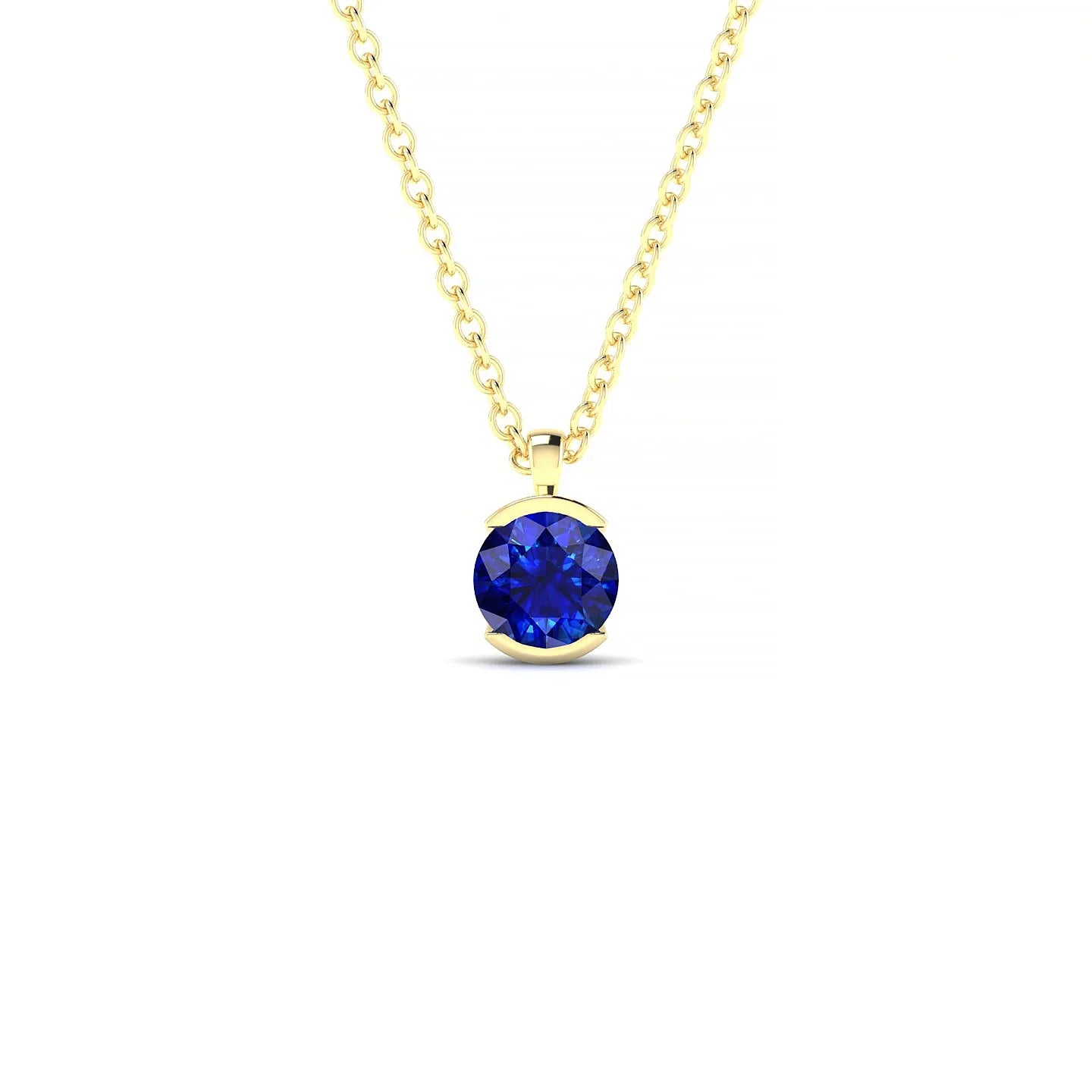 Suspense | 18k Yellow Gold 4.5 mm Round Sapphire Pendant