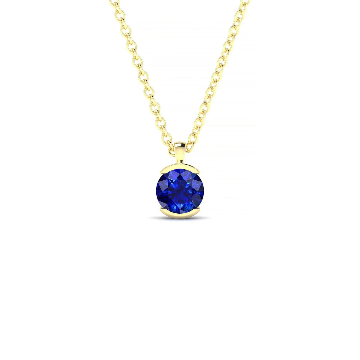 Suspense | 18k Yellow Gold 4.5 mm Round Sapphire Pendant