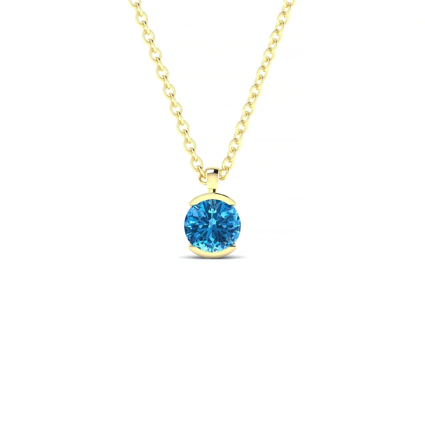 Suspense | 18k Yellow Gold 4.5 mm Round Topaz Pendant