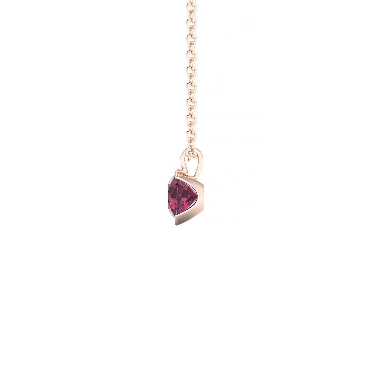 Suspense | 18k Rose Gold 4.5 mm Round Rhodolite Pendant