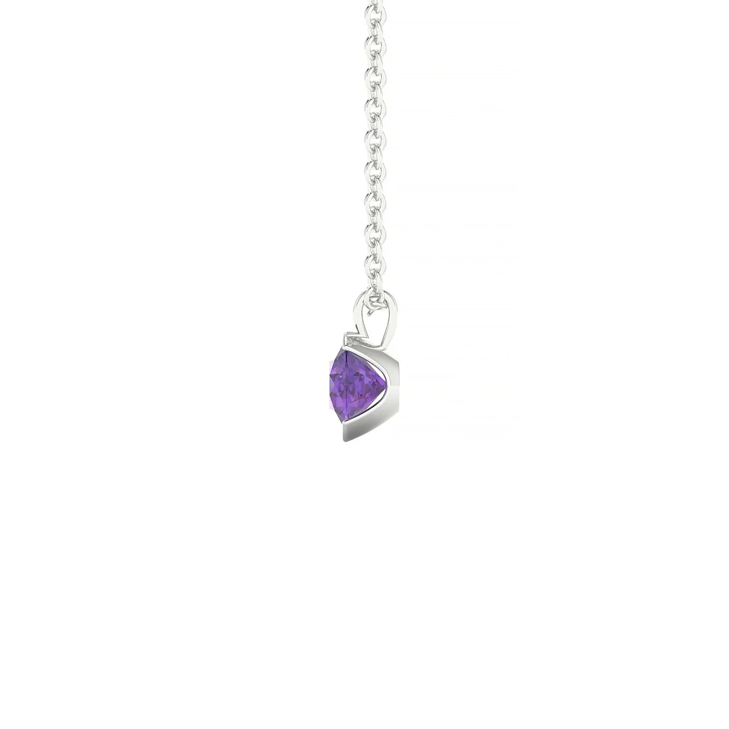 Suspense | 18k White Gold 4.5 mm Round Amethyst Pendant