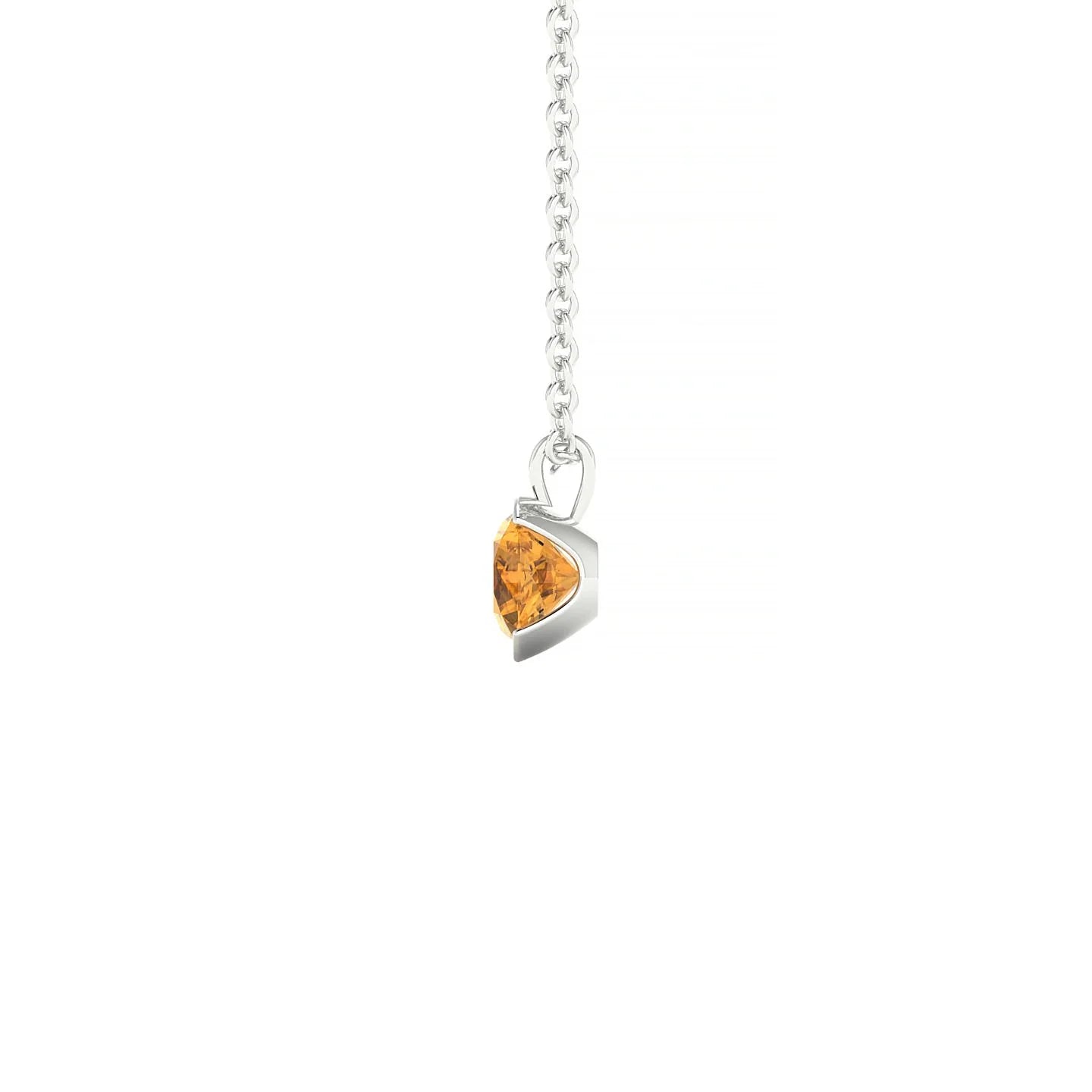 Suspense | 18k White Gold 4.5 mm Round Citrine Pendant