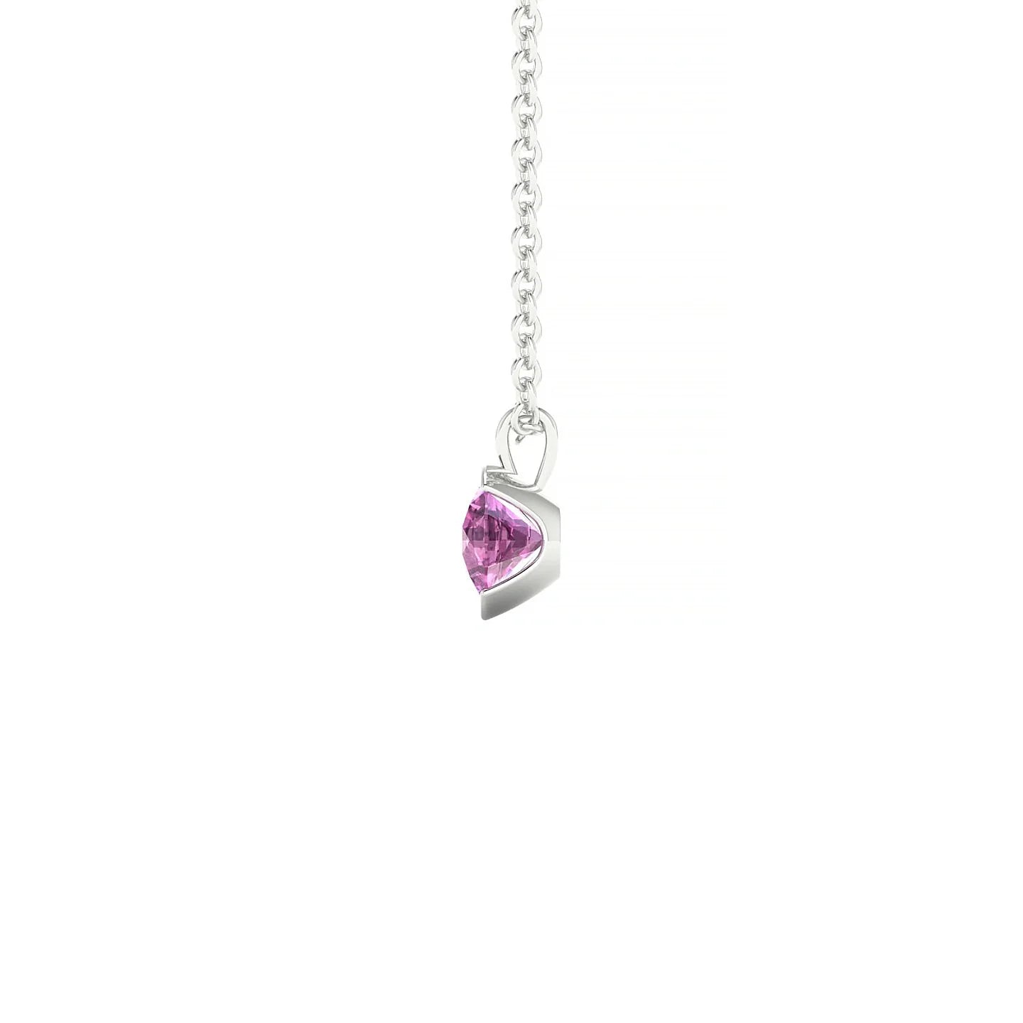 Suspense | 18k White Gold 4.5 mm Round Pink Sapphire Pendant