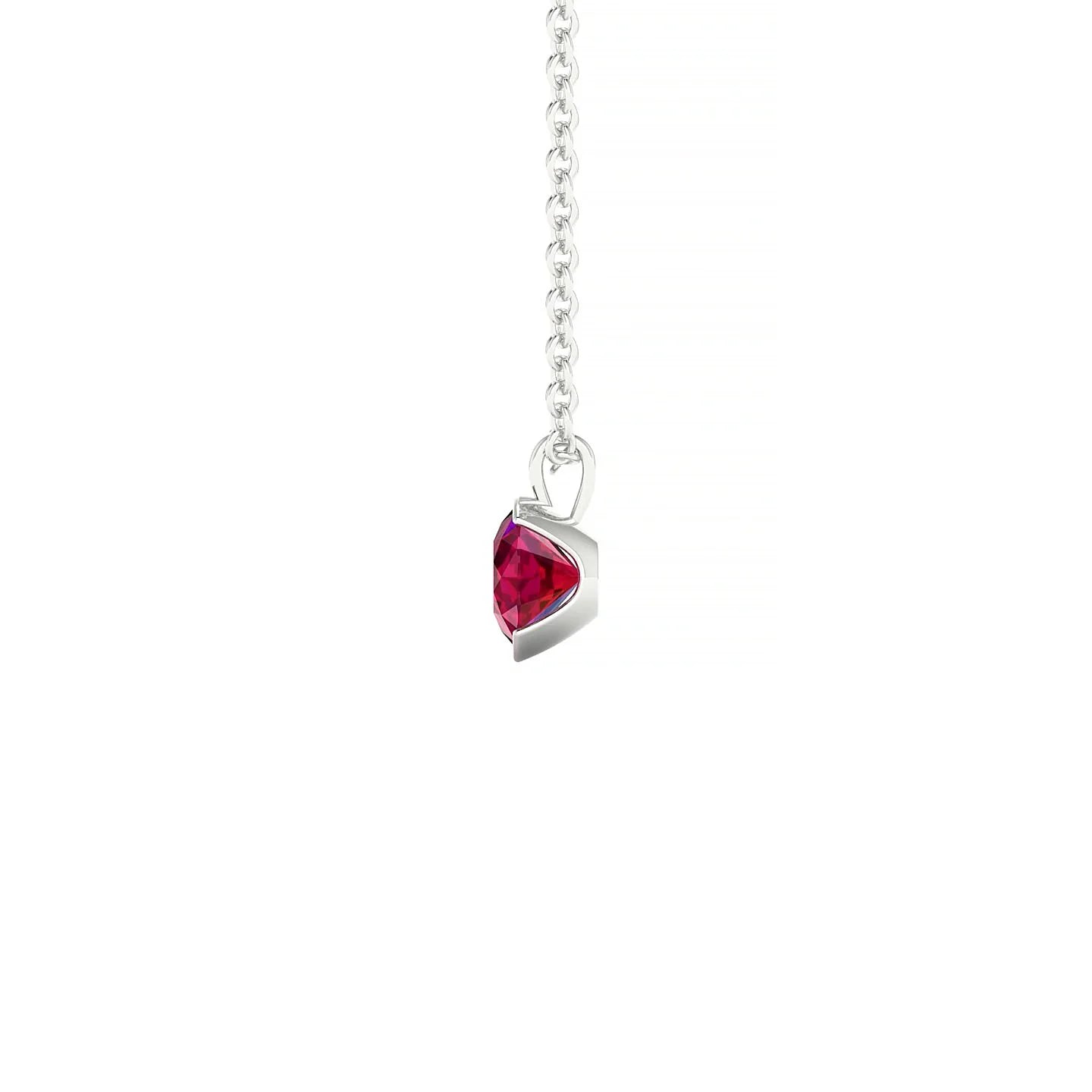 Suspense | 18k White Gold 4.5 mm Round Ruby Pendant