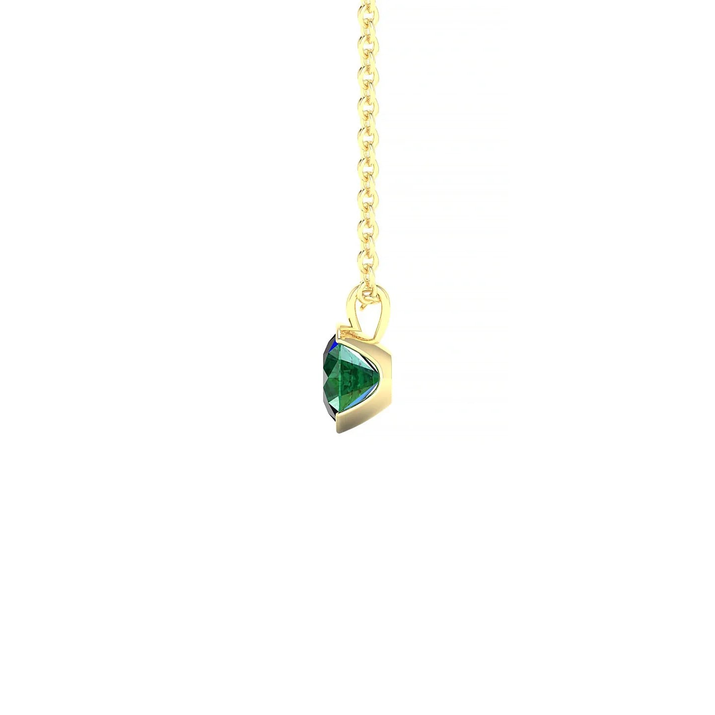 Suspense | 18k Yellow Gold 4.5 mm Round Emerald Pendant