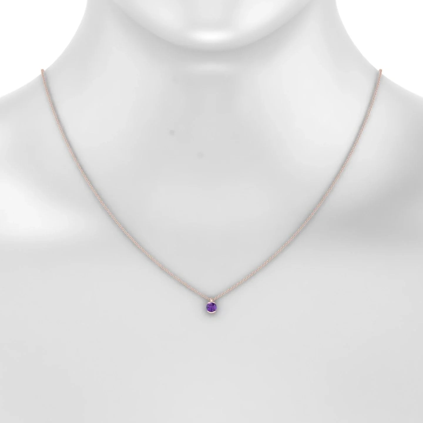 Suspense | 18k Rose Gold 4.5 mm Round Amethyst Pendant