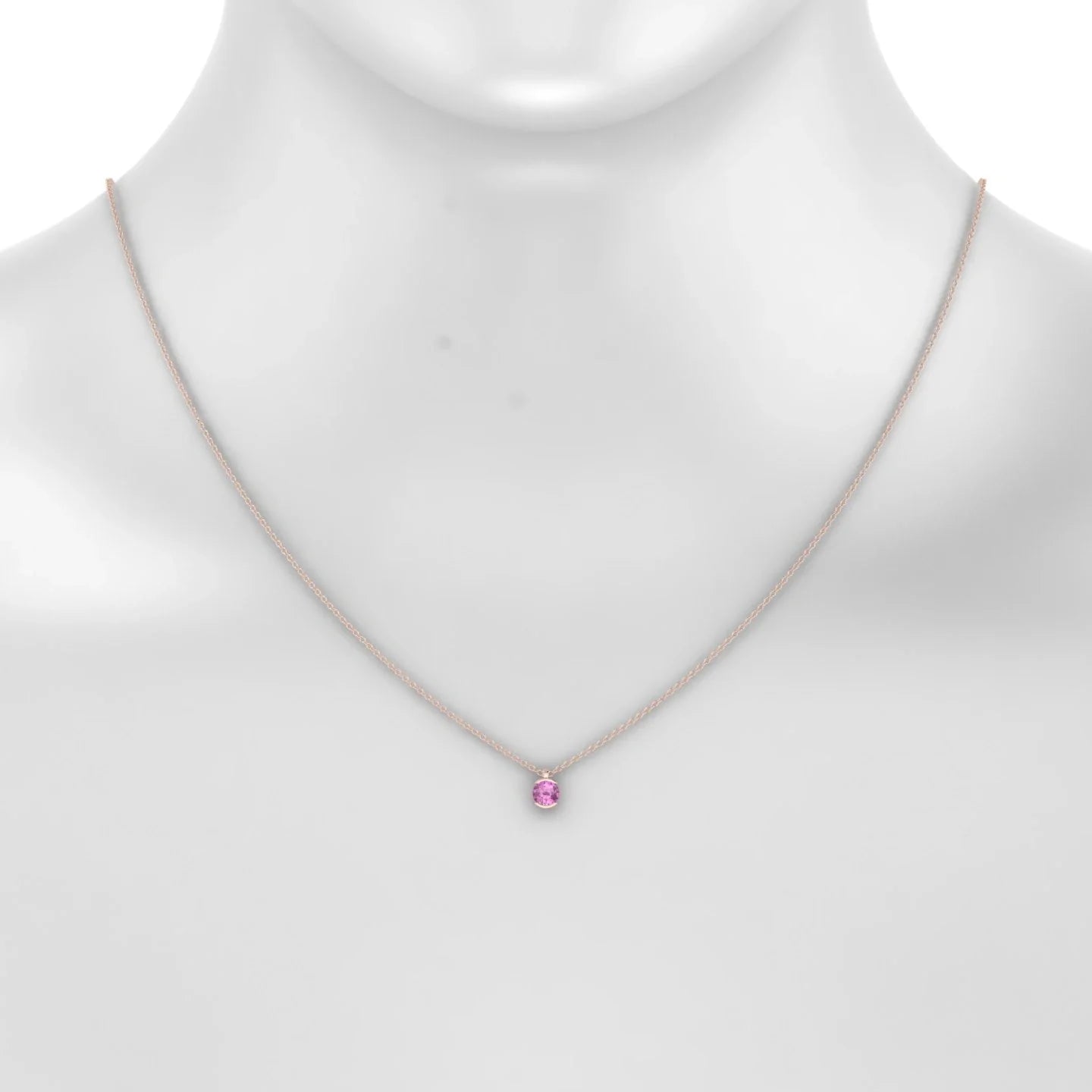 Suspense | 18k Rose Gold 4.5 mm Round Pink Sapphire Pendant