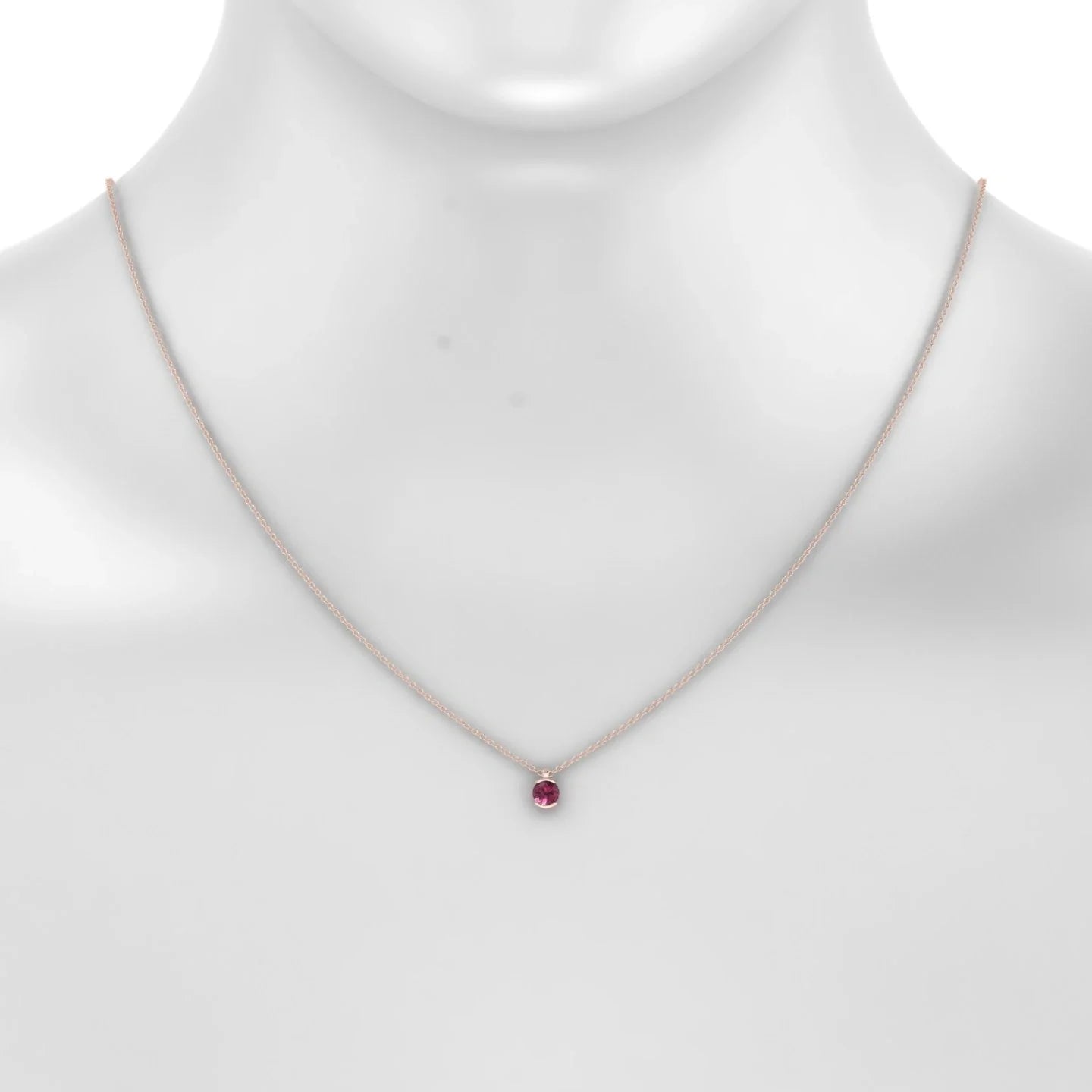 Suspense | 18k Rose Gold 4.5 mm Round Rhodolite Pendant