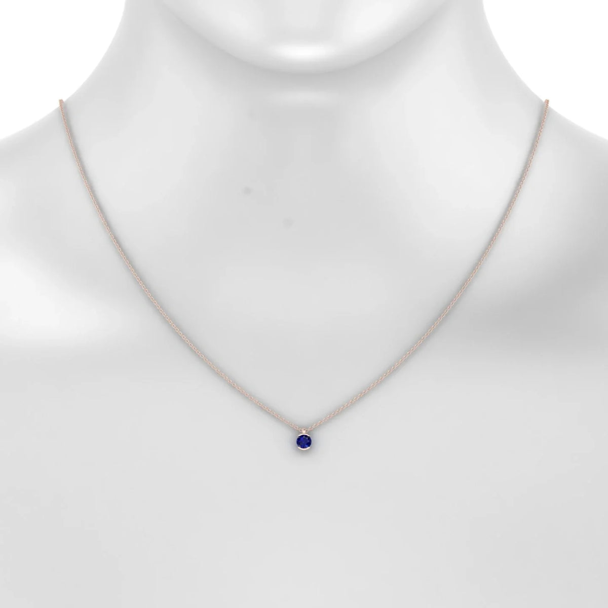 Suspense | 18k Rose Gold 4.5 mm Round Sapphire Pendant