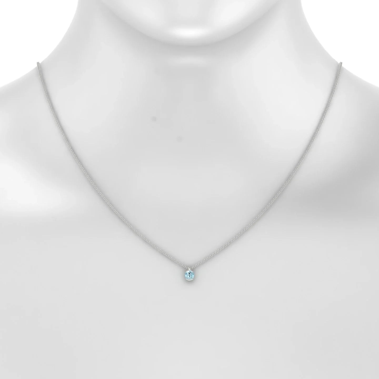 Suspense | 18k White Gold 4.5 mm Round Aquamarine Pendant