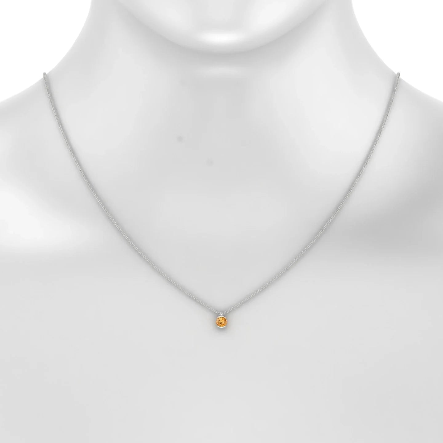 Suspense | 18k White Gold 4.5 mm Round Citrine Pendant