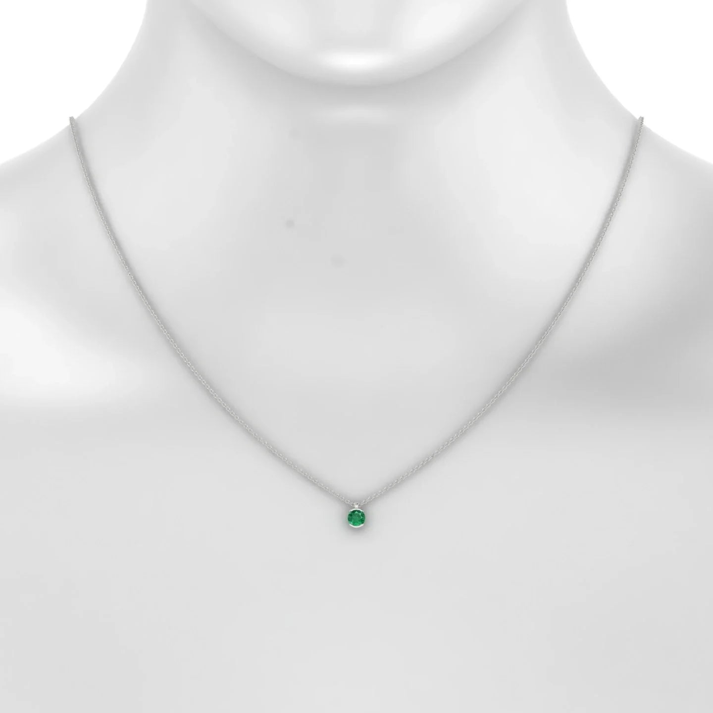 Suspense | 18k White Gold 4.5 mm Round Emerald Pendant