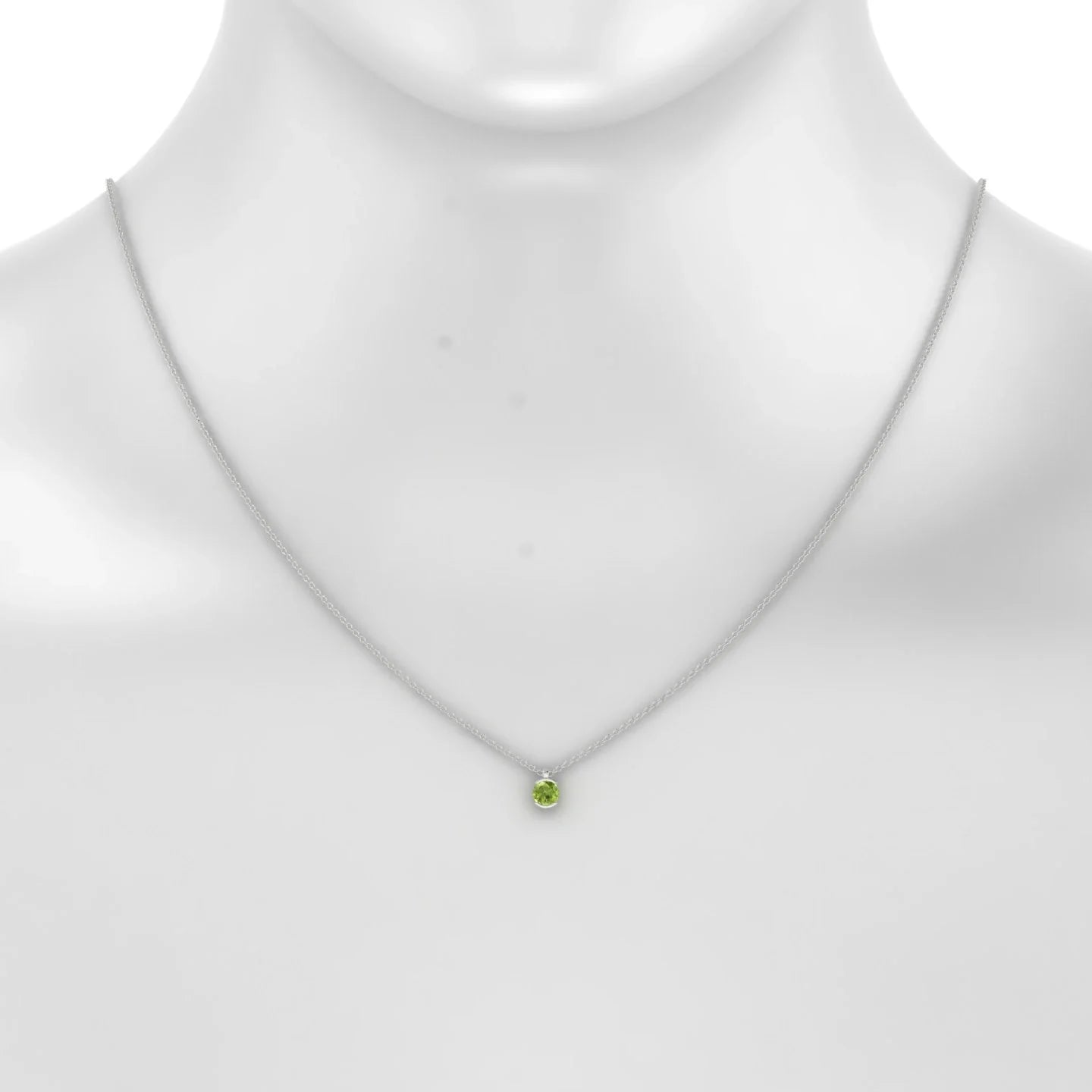 Suspense | 18k White Gold 4.5 mm Round Peridot Pendant
