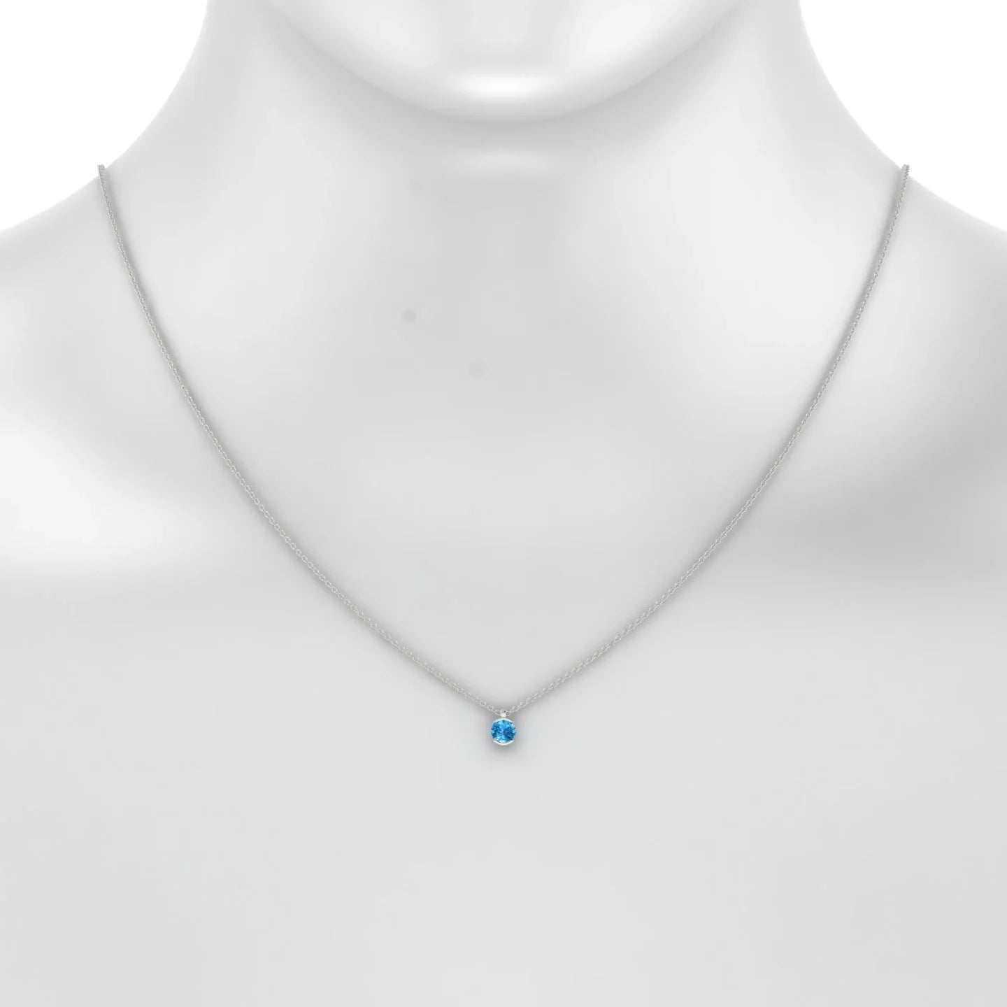 Suspense | 18k White Gold 4.5 mm Round Topaz Pendant