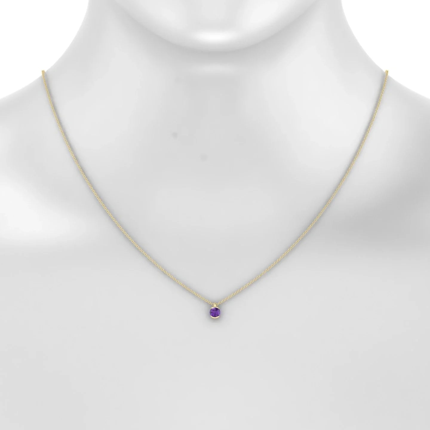 Suspense | 18k Yellow Gold 4.5 mm Round Amethyst Pendant
