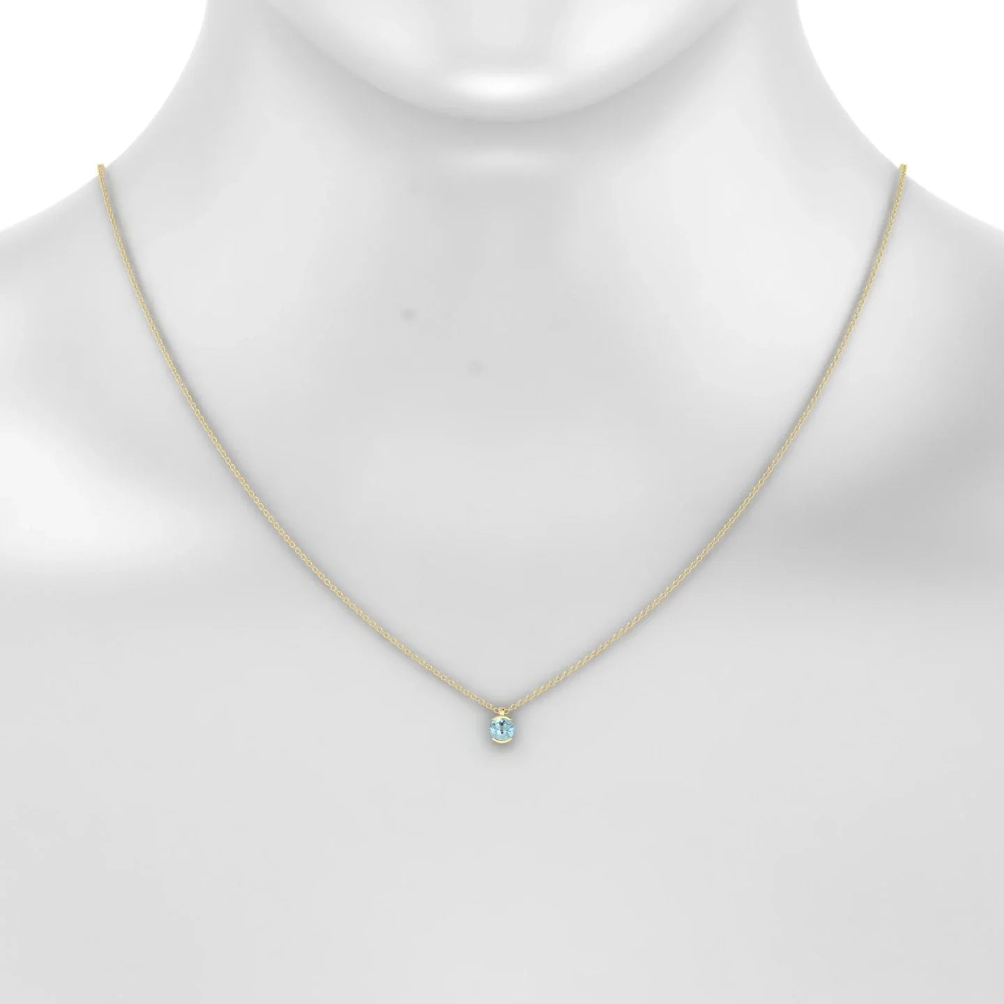 Suspense | 18k Yellow Gold 4.5 mm Round Aquamarine Pendant