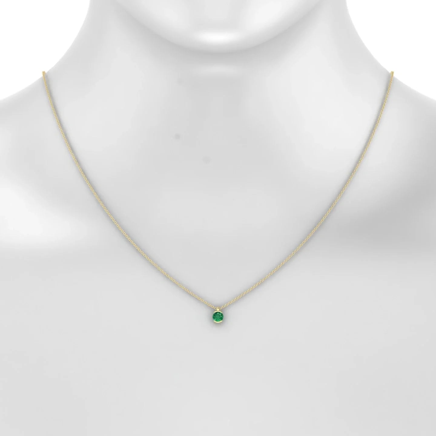 Suspense | 18k Yellow Gold 4.5 mm Round Emerald Pendant