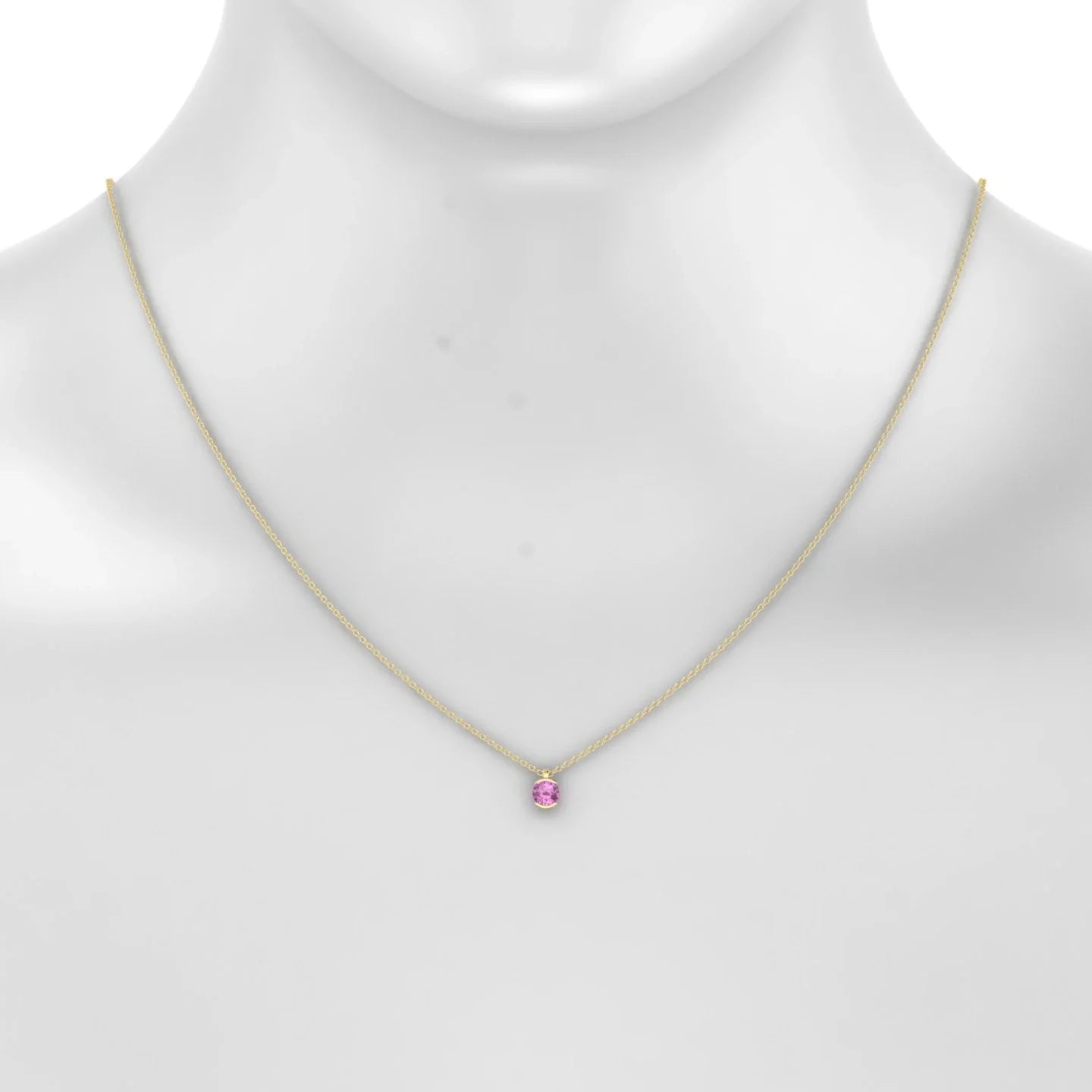 Suspense | 18k Yellow Gold 4.5 mm Round Pink Sapphire Pendant