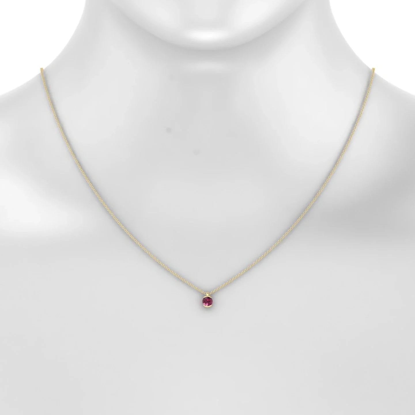 Suspense | 18k Yellow Gold 4.5 mm Round Rhodolite Pendant